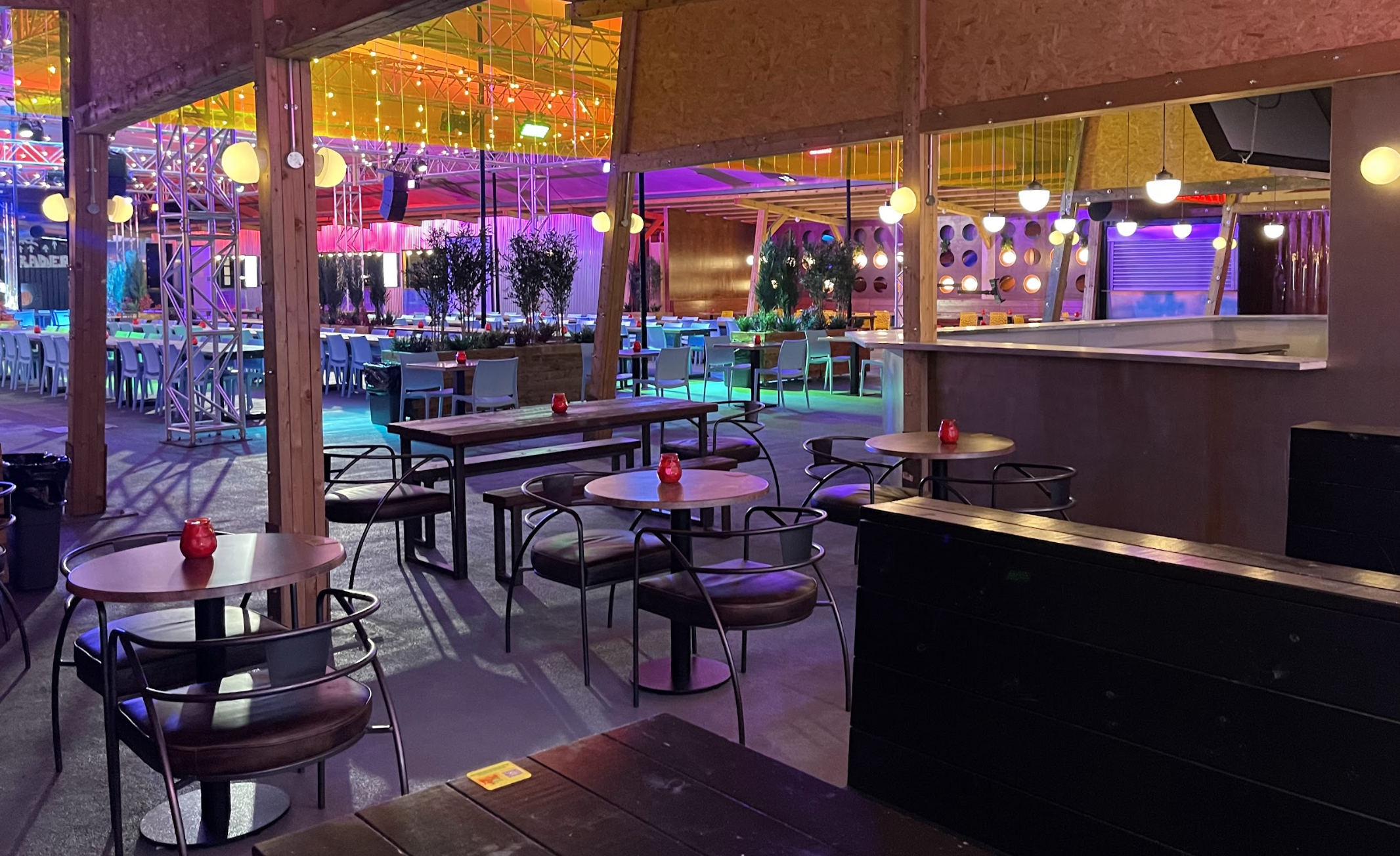 Vibrant event space at Freight Brixton with modern decor for corporate functions and gatherings.