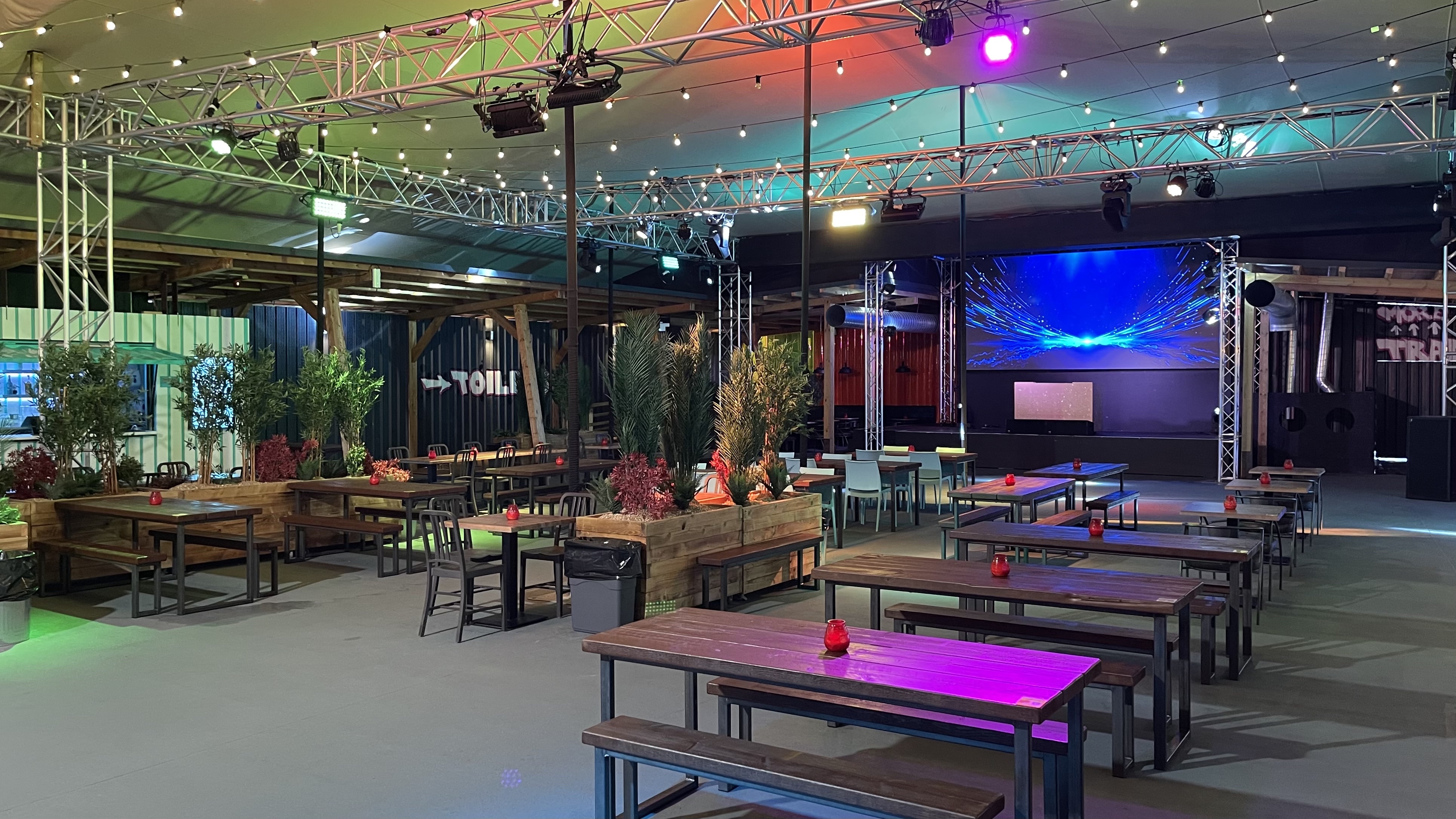 Modern event space with flexible seating for corporate and social gatherings in Brixton.