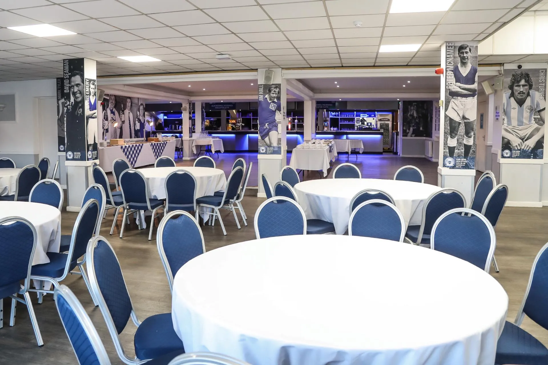 Executive Suite at Peterborough United FC with round tables, ideal for corporate events.