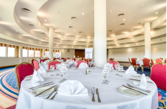 Elegant banquet space at East Sussex National for corporate events and celebrations.