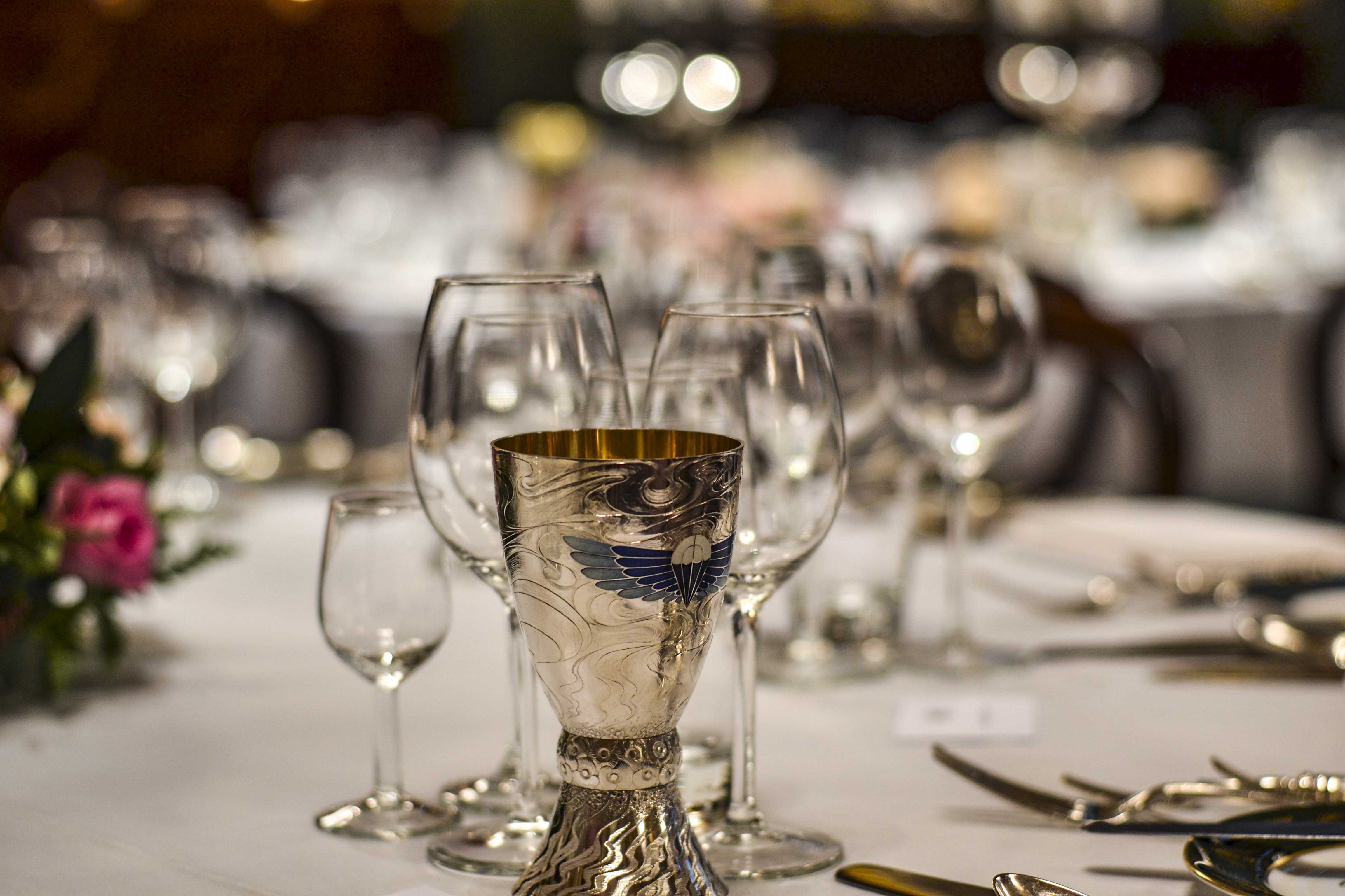 Goldsmiths' Hall Court Room formal dining event table setting