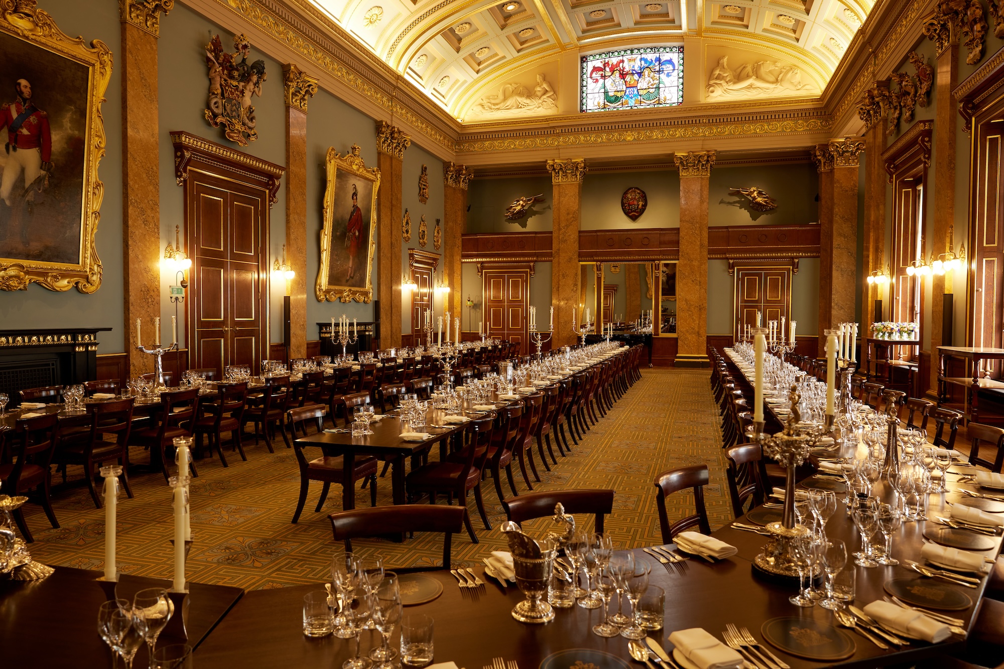 Banqueting Hall in Fishmongers' Hall, elegant venue for corporate events and formal dinners.