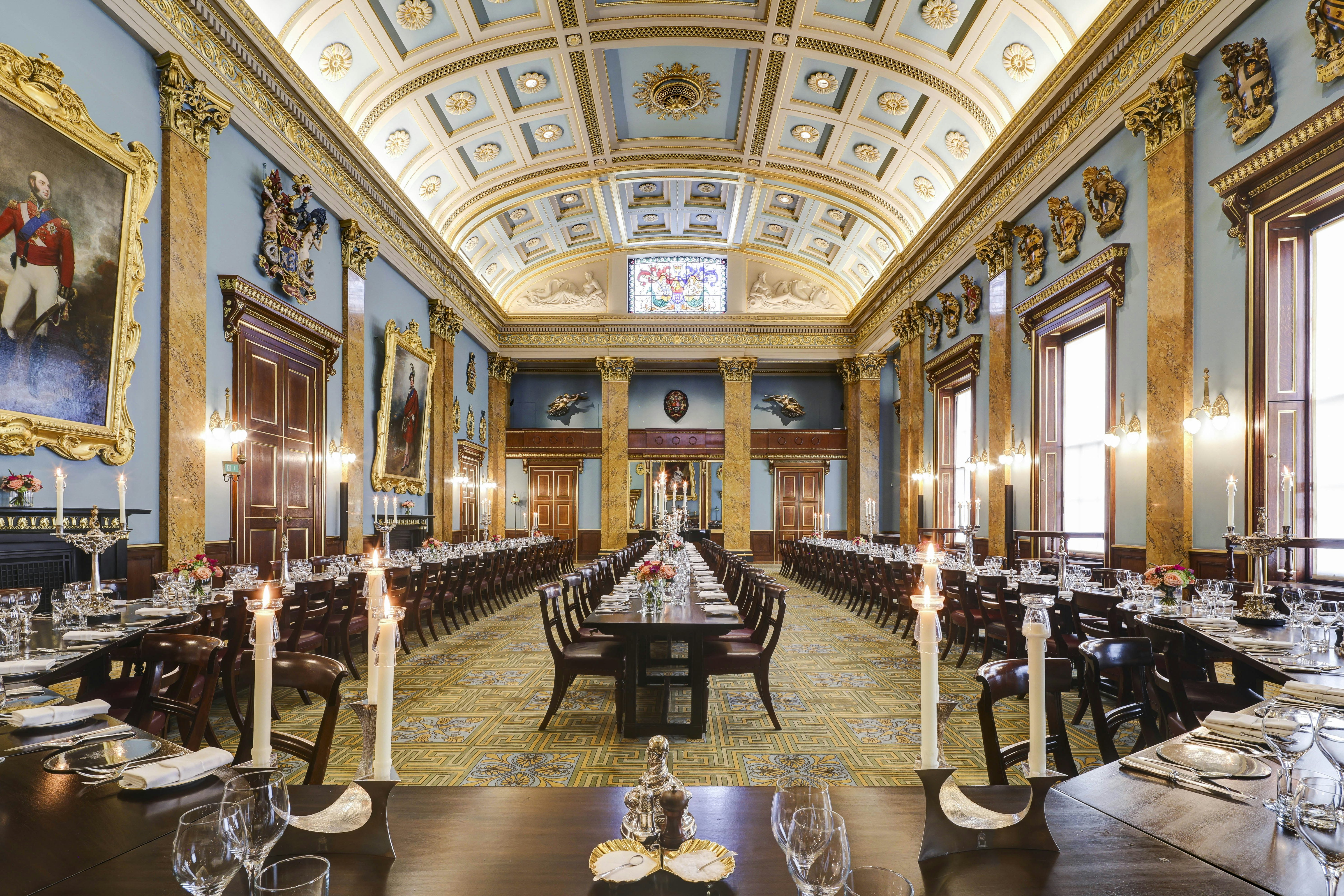 Elegant Banqueting Hall at Fishmongers' Hall, ideal for upscale receptions and formal dinners.