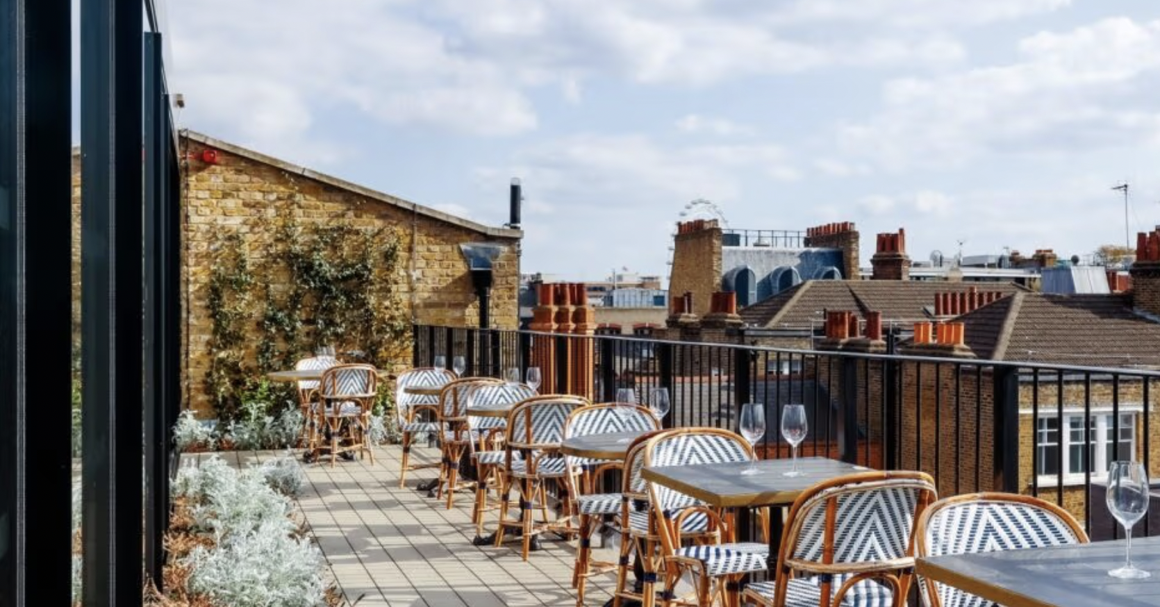 Stylish rooftop terrace for intimate gatherings or casual networking events at The Conduit.
