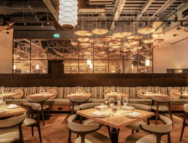 Amalfi Glass Dining Room at Azzurra Bar: elegant venue for upscale events and gatherings.