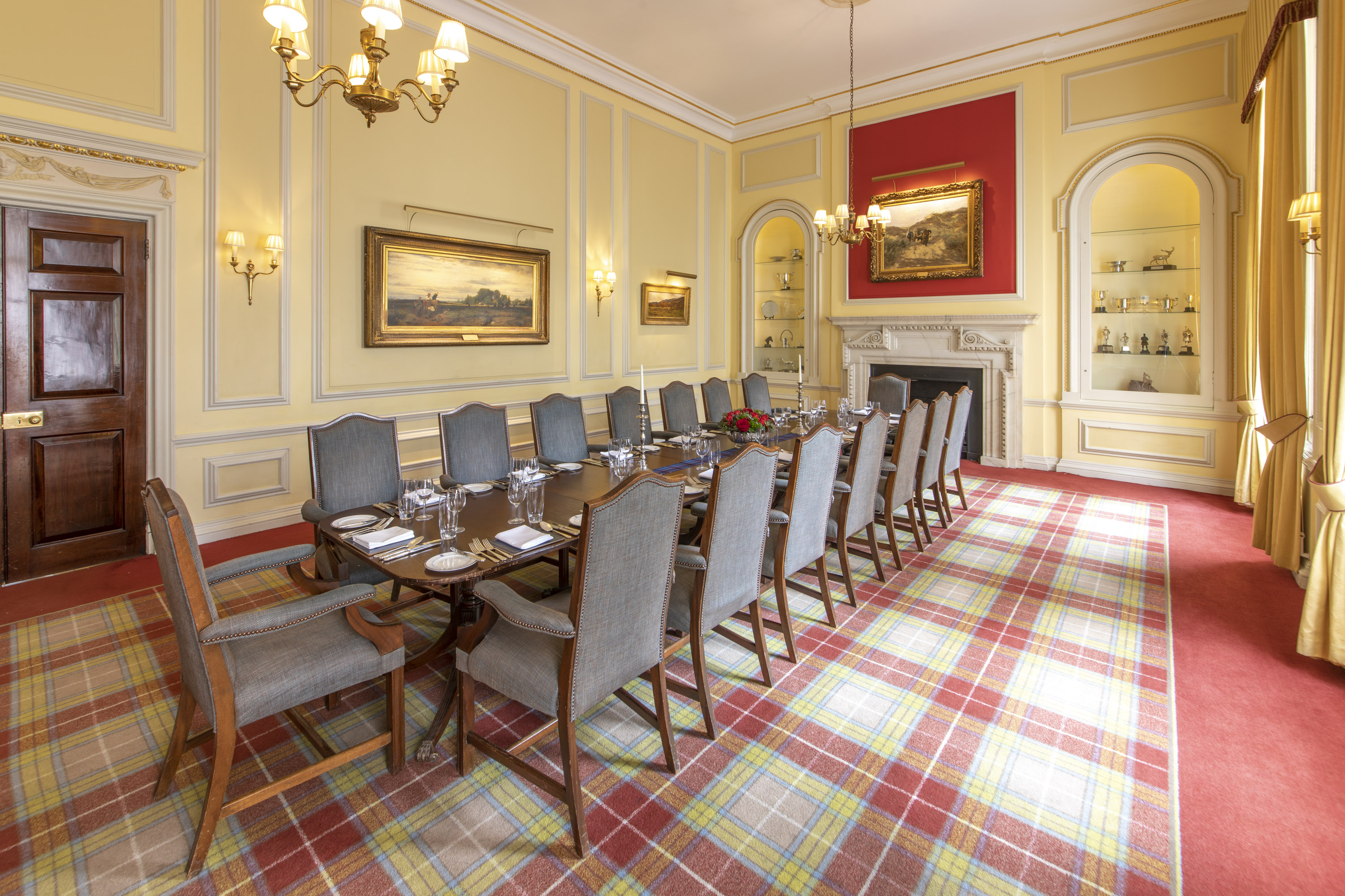 Caledonian Club Stuart Room, tartan carpet, private dining, board meeting