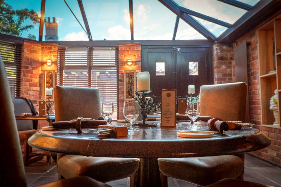 Tasting Room at Restaurant Sat Bains: elegant space for intimate corporate meetings and events.