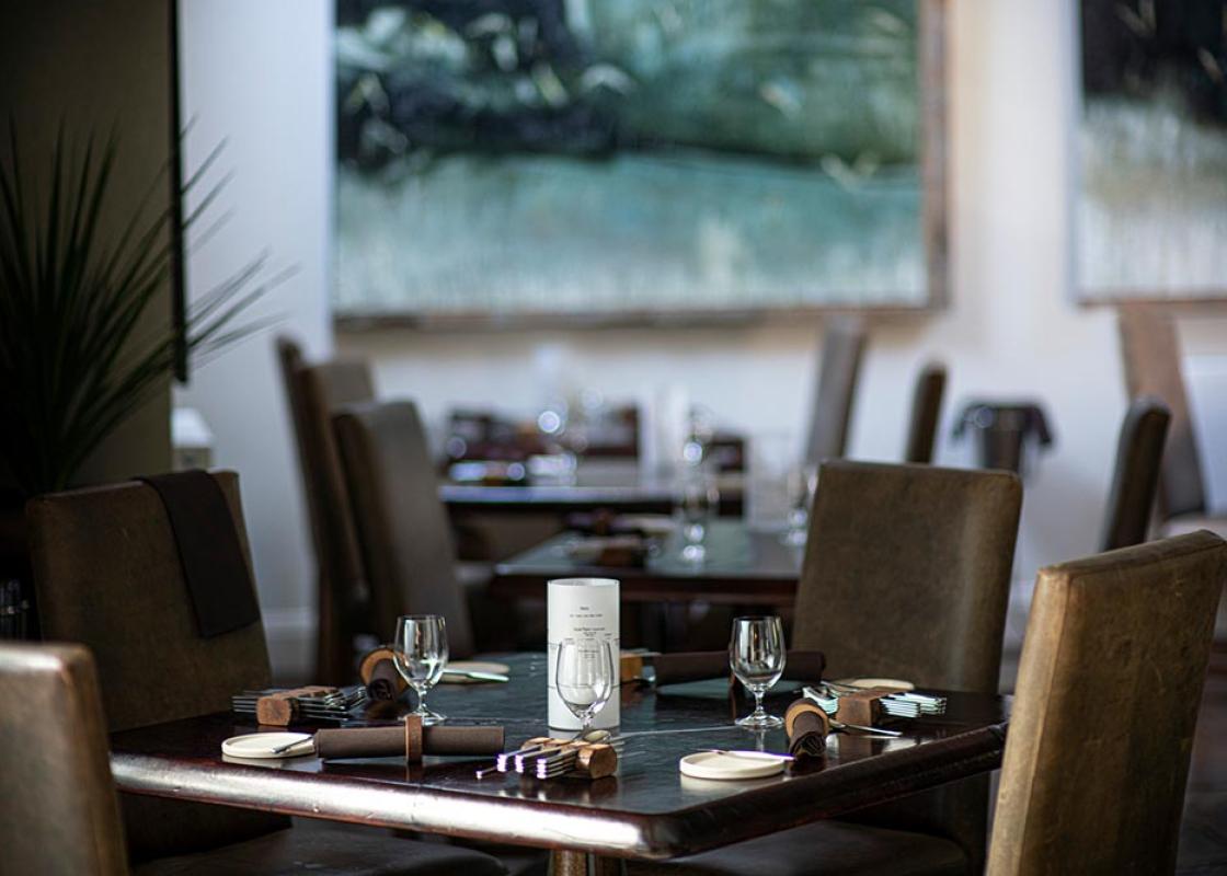 Elegant dining area in Sat Bains, perfect for intimate events and upscale gatherings.