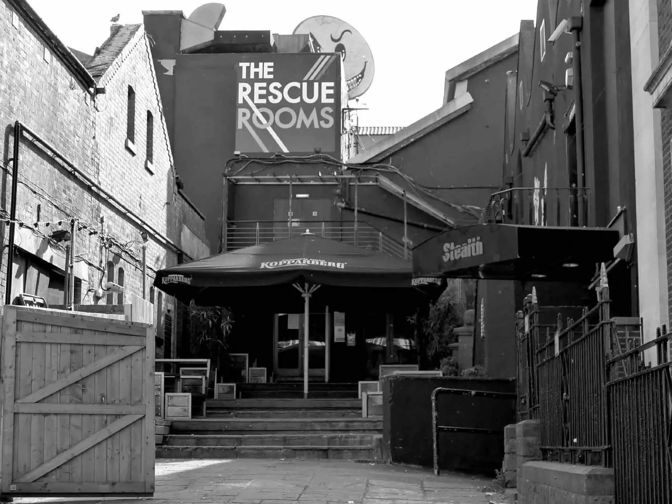 Venue entrance at Stealth: inviting outdoor space, ideal for events and meetings.