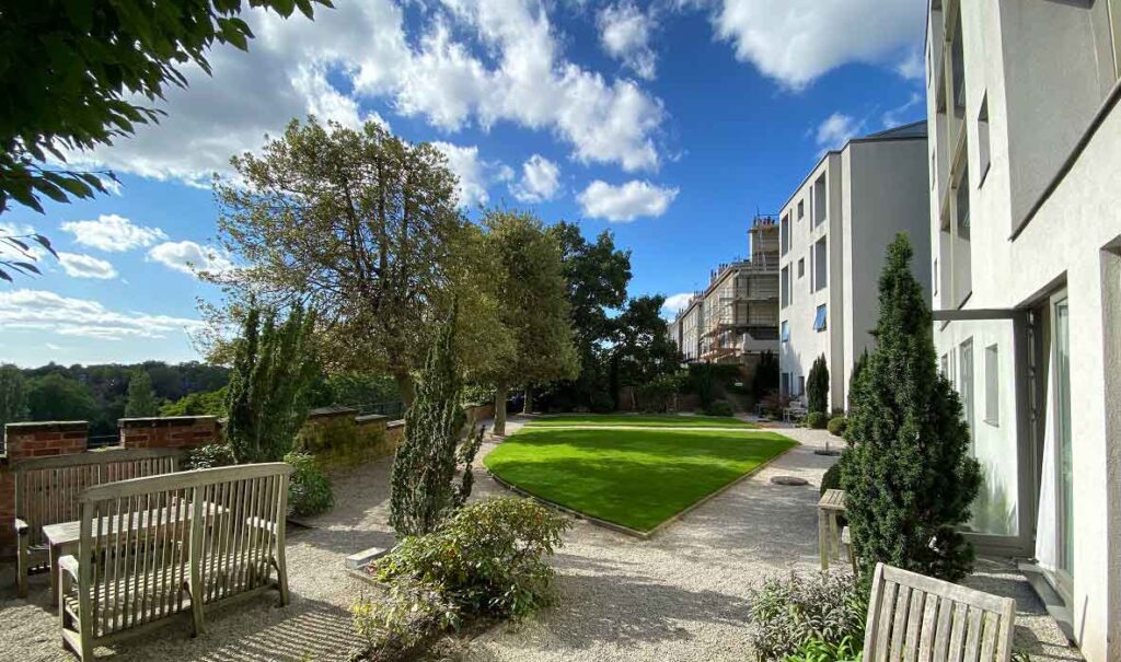 Spacious outdoor courtyard at Hart's Hotel & Kitchen, perfect for events and gatherings.