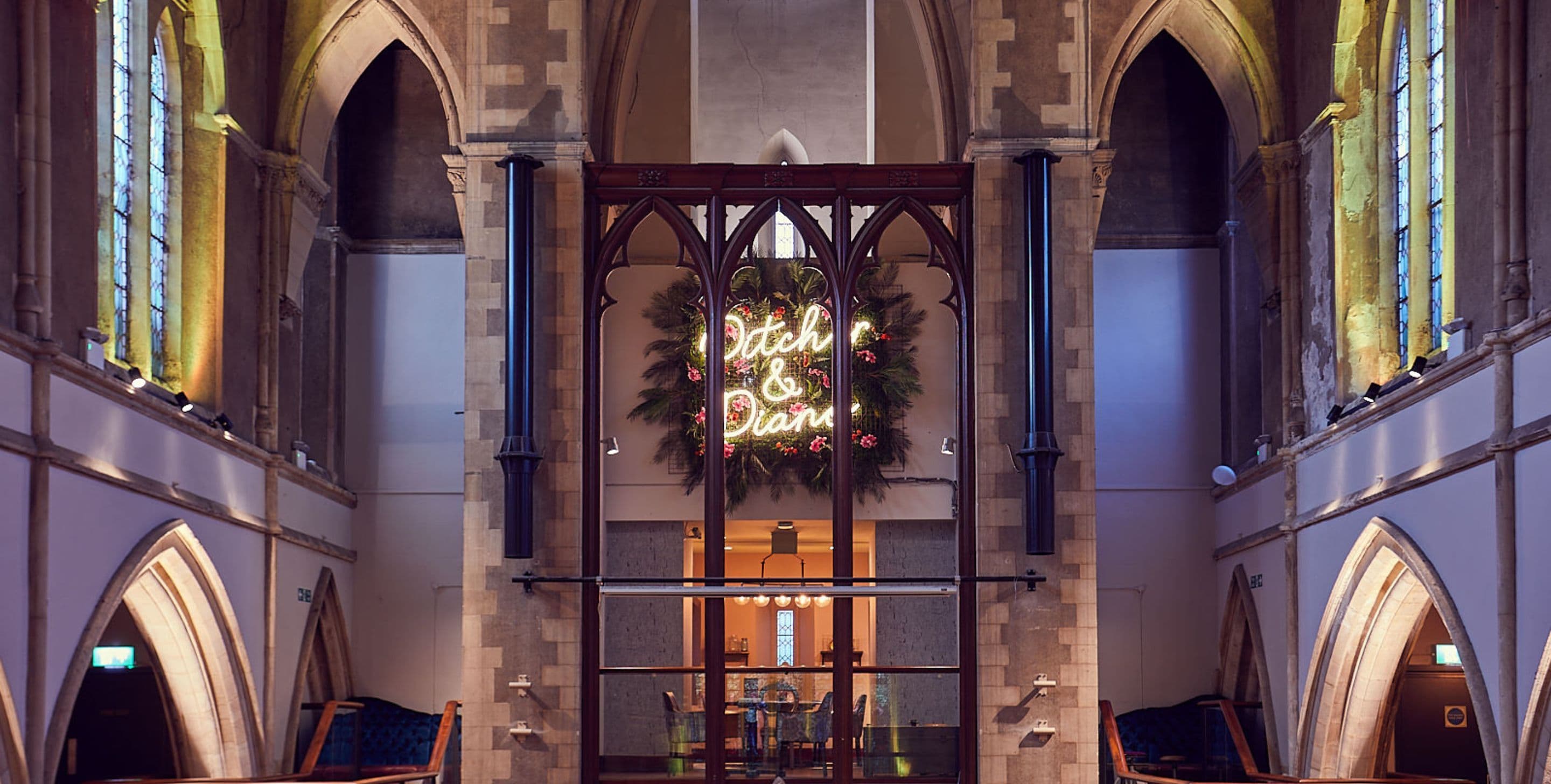 Elegant event space at Pitcher & Piano, floral decor for weddings and gatherings.