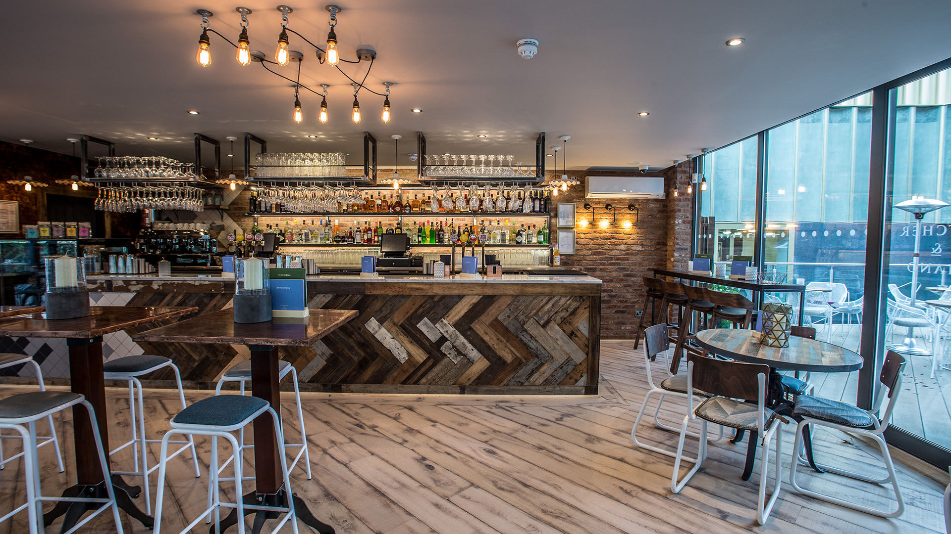 Stylish Terrace Bar at Pitcher & Piano, ideal for pre-event receptions and networking.