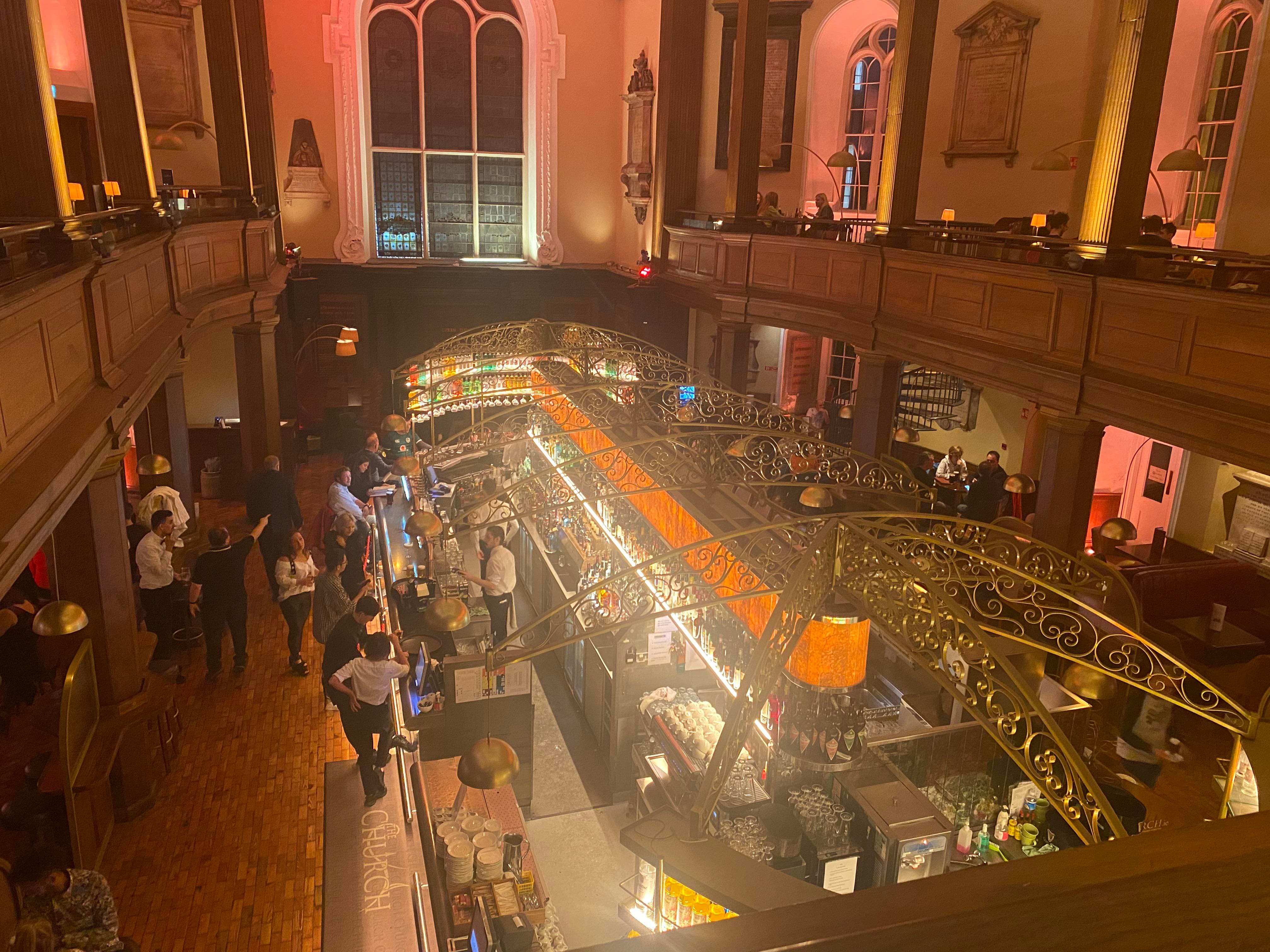 Elegant venue with stylish bar, perfect for networking events and formal gatherings.