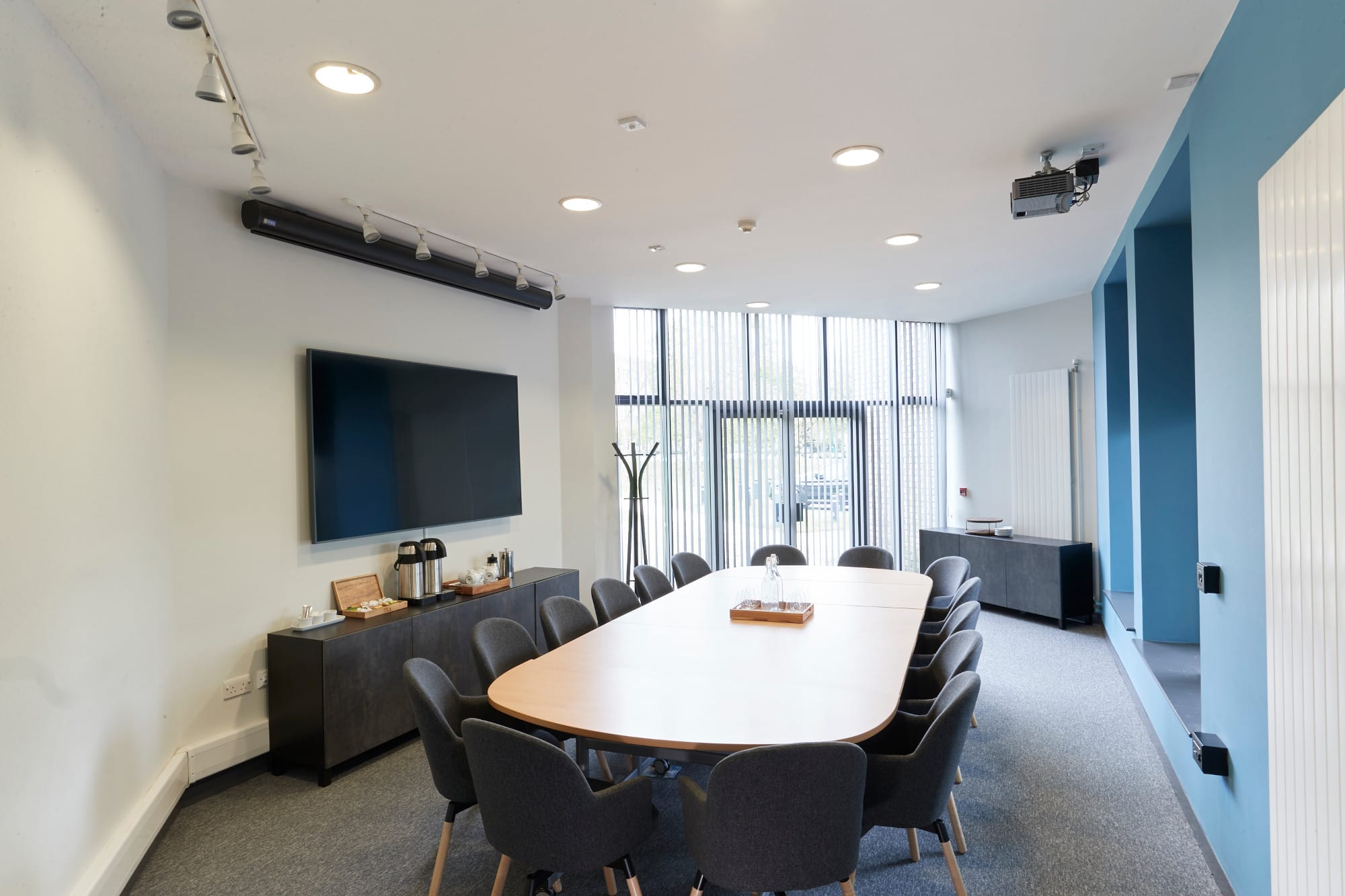 Meeting Room One at Lakeside Arts, Nottingham: modern design, oval table, efficient meetings.