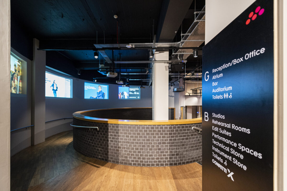 Modern circular venue layout at Metronome for events and presentations.