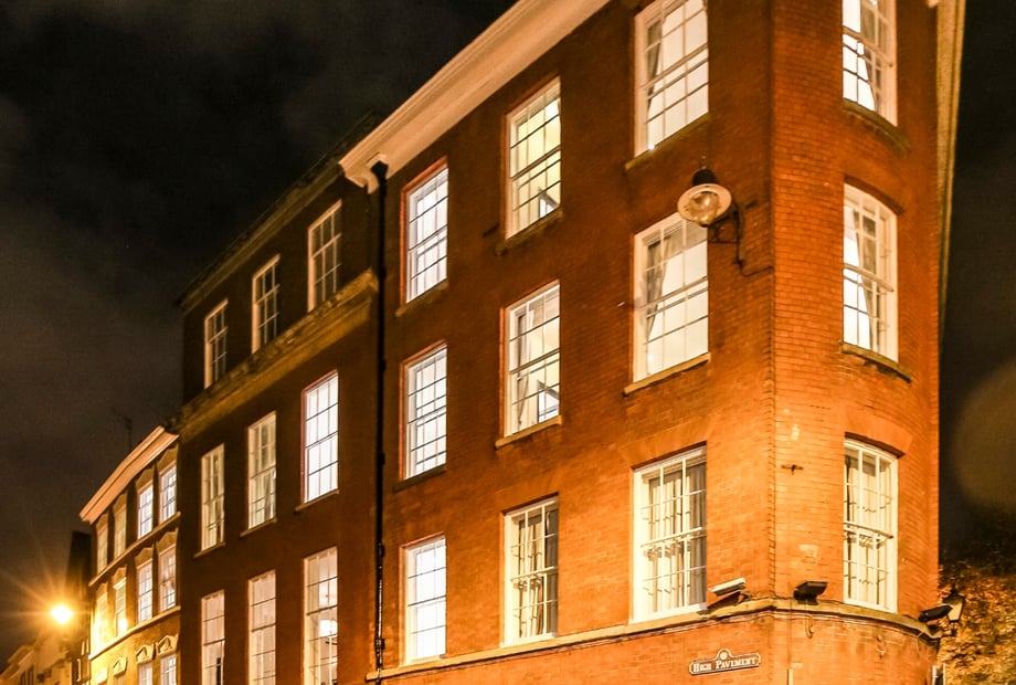 Charming brick venue at Lace Market Hotel, ideal for evening events and gatherings.