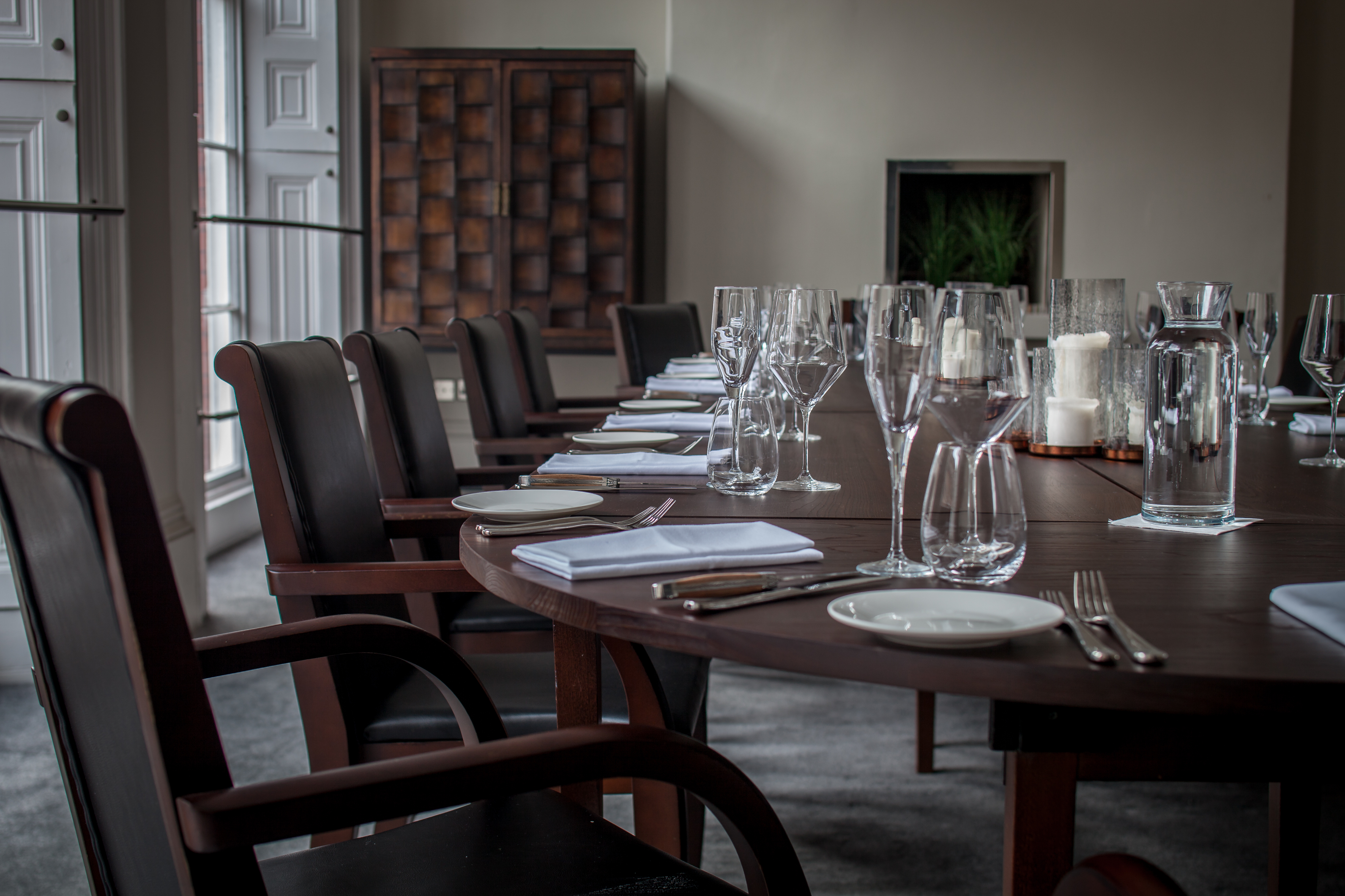 Private dining room in Lace Market Hotel, ideal for corporate meetings and exclusive events.
