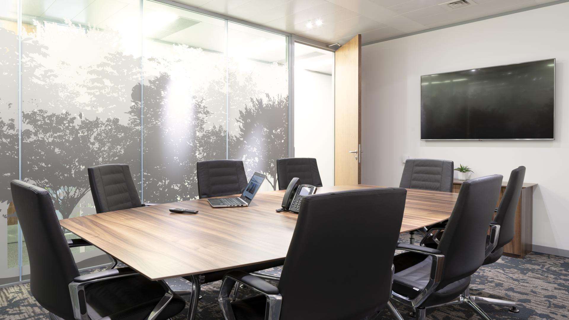 Modern conference room in Nottingham Contemporary with large screen for corporate meetings