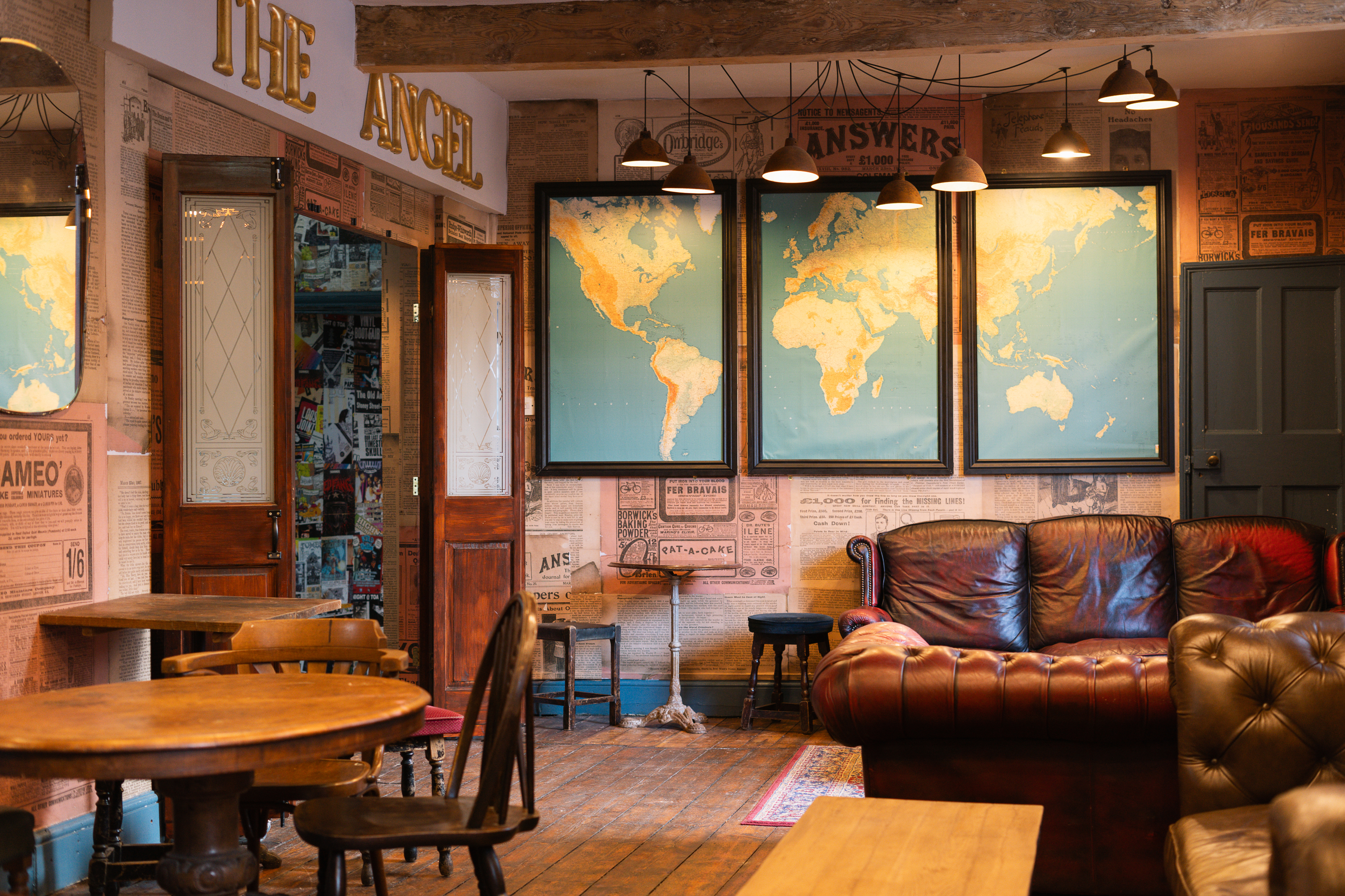 Cozy Downstairs Pub & Microbrewery with rustic decor for networking events and meetings.