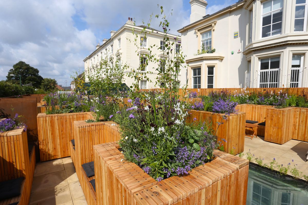 Hidden Rooftop Terrace garden at The Angel Microbrewery, ideal for networking events and meetings.