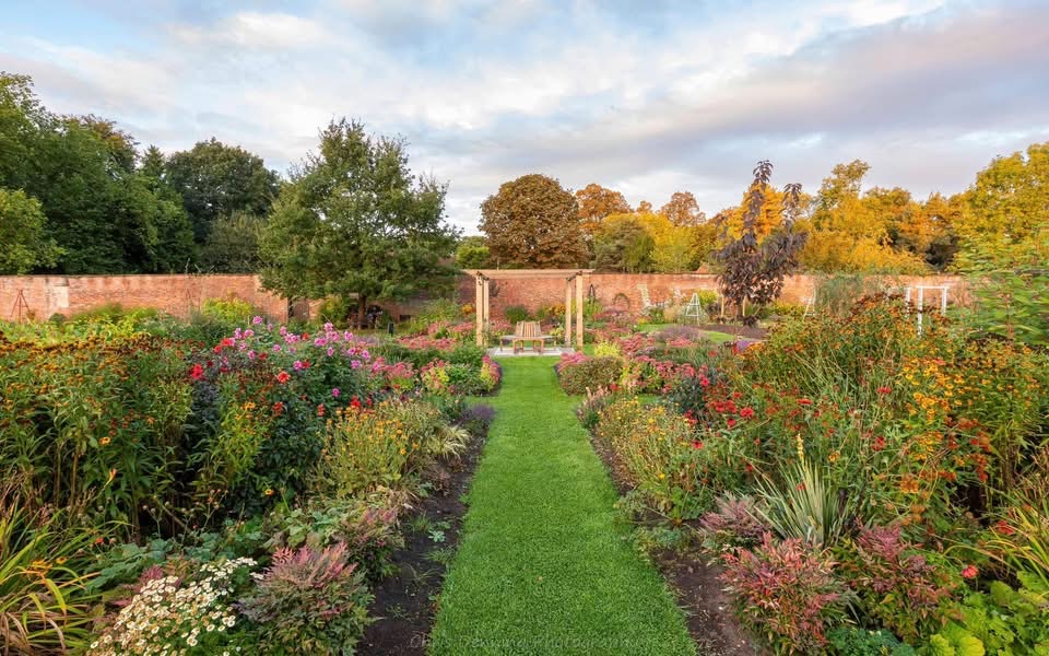 Walled Garden at Wollaton Hall: vibrant flowers ideal for outdoor weddings and events.