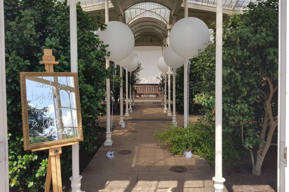 Walled Garden at Wollaton Hall: elegant event space for weddings with decorative balloons.