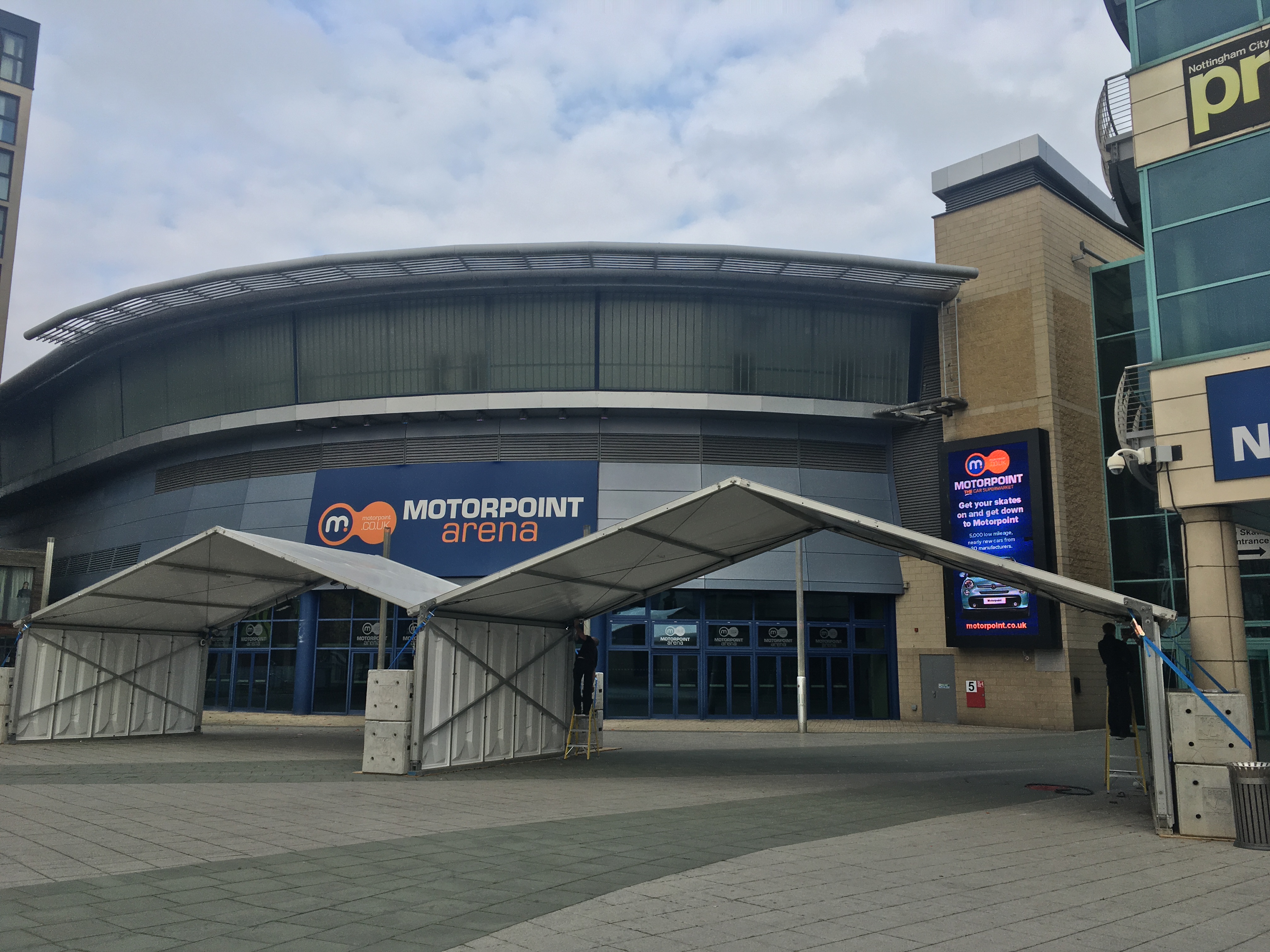 Motorpoint Arena Nottingham exterior; modern architecture for large events and meetings.
