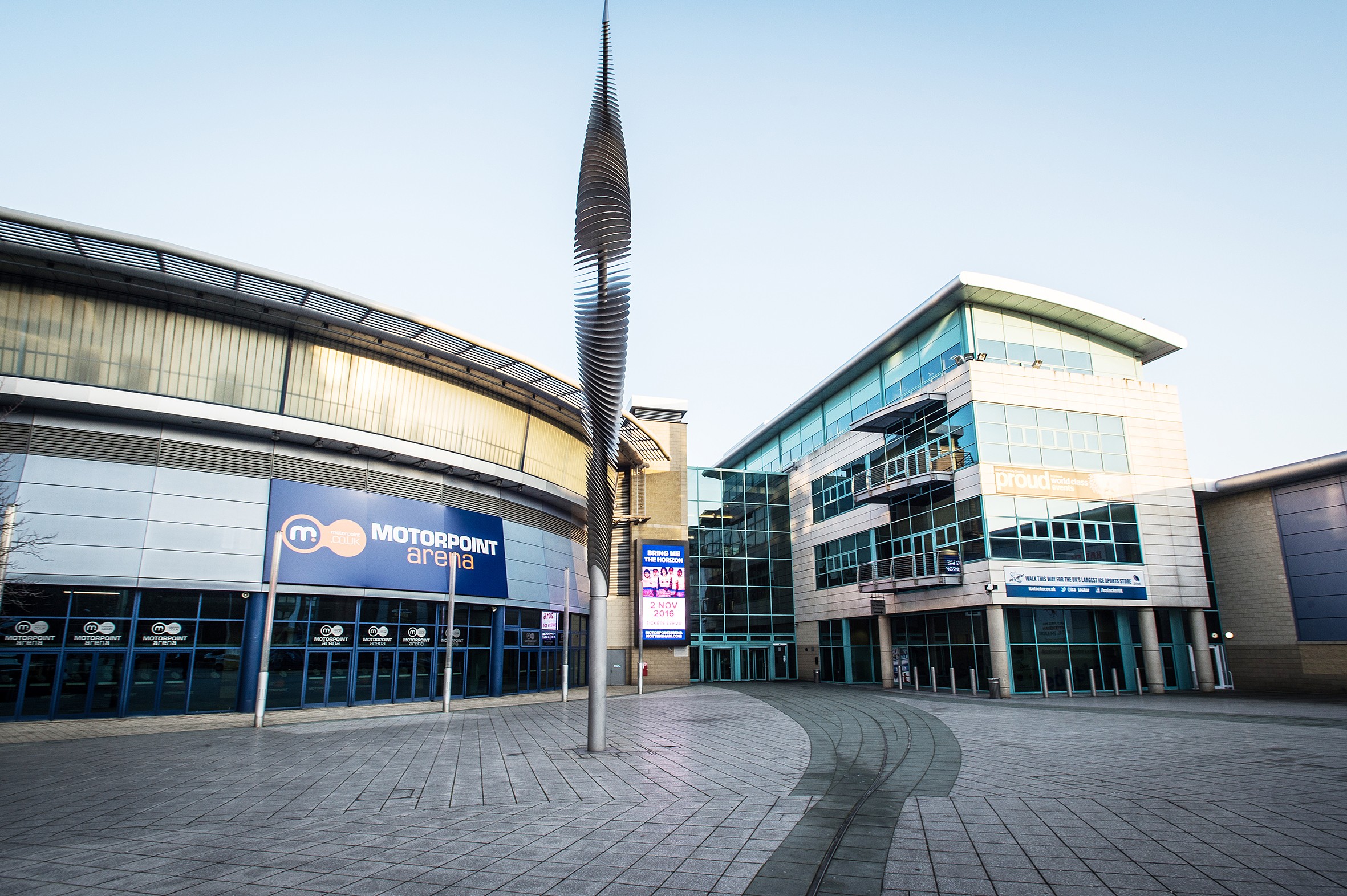 Modern Motorpoint Arena Nottingham exterior, perfect for corporate events and exhibitions.