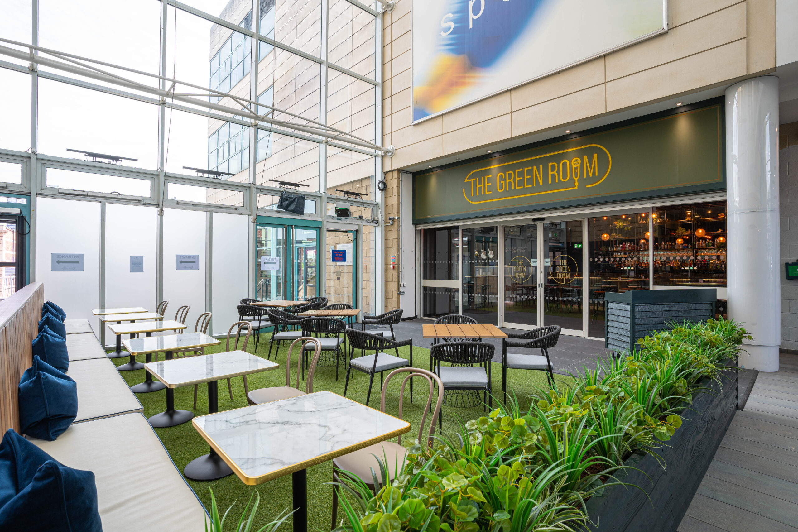 Versatile event space in Motorpoint Arena Nottingham with outdoor patio for networking.