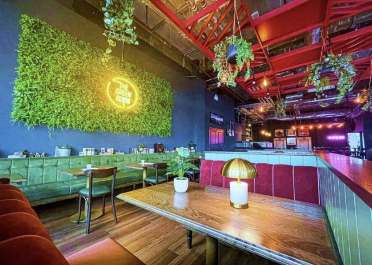 Modern Green Room at Motorpoint Arena for intimate events, featuring vibrant greenery.