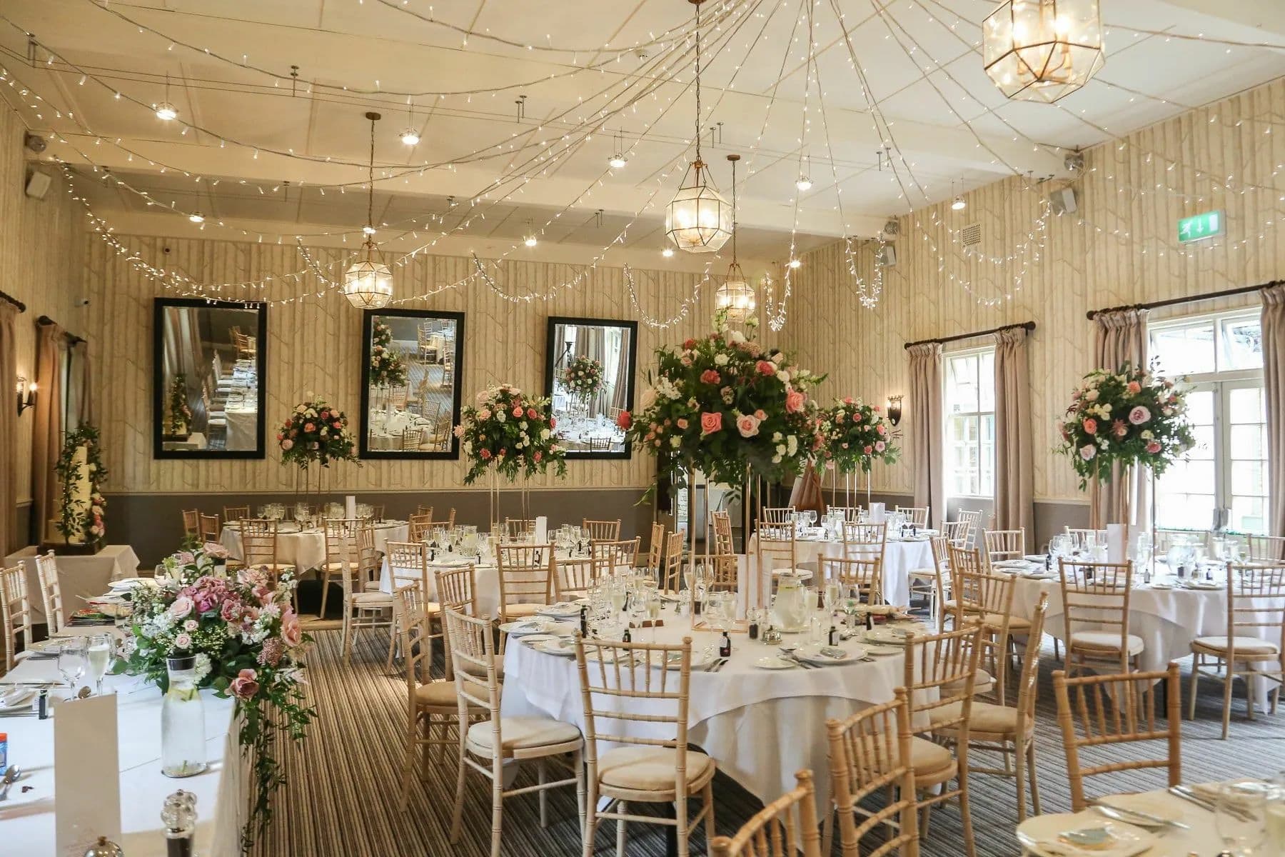 Elegant Westonbirt Room at Hare & Hounds Hotel, ideal for weddings and formal events.