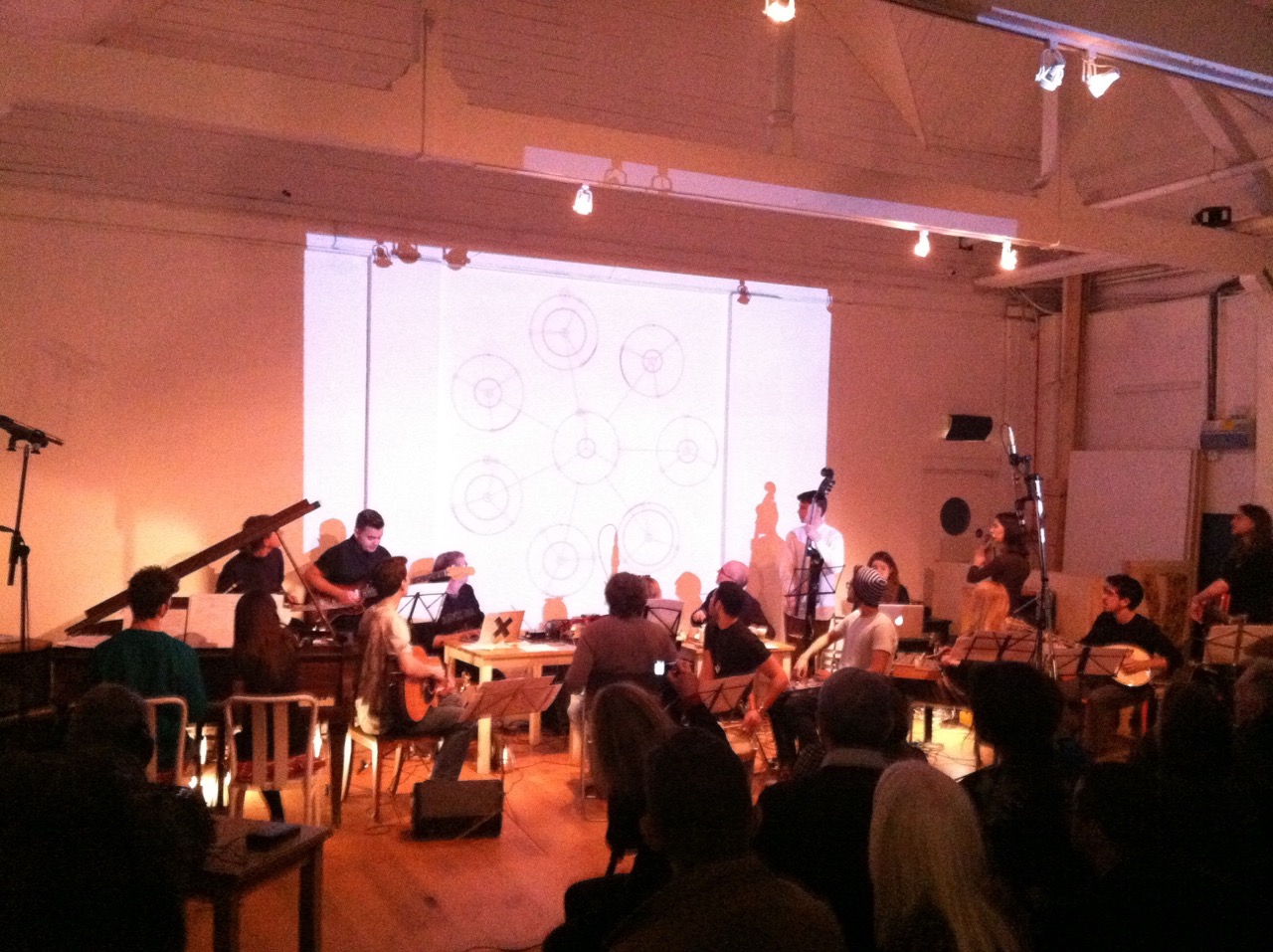 Dynamic live performance at IKLECTIK's Gig Space with engaging projection backdrop.