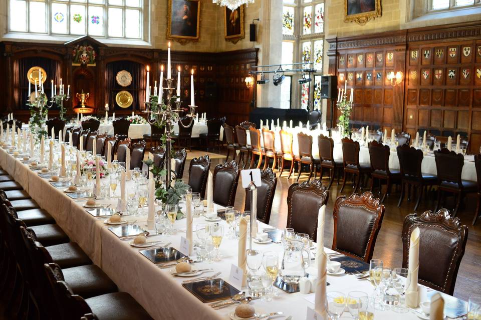 Elegant Banqueting Hall at Ironmongers' Hall, ideal for weddings and corporate dinners.
