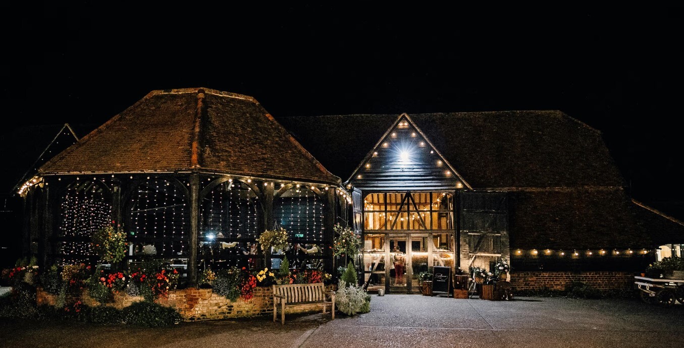 "Exclusive Hire at Lillibrooke Manor, stunning venue with string lights for weddings & events."