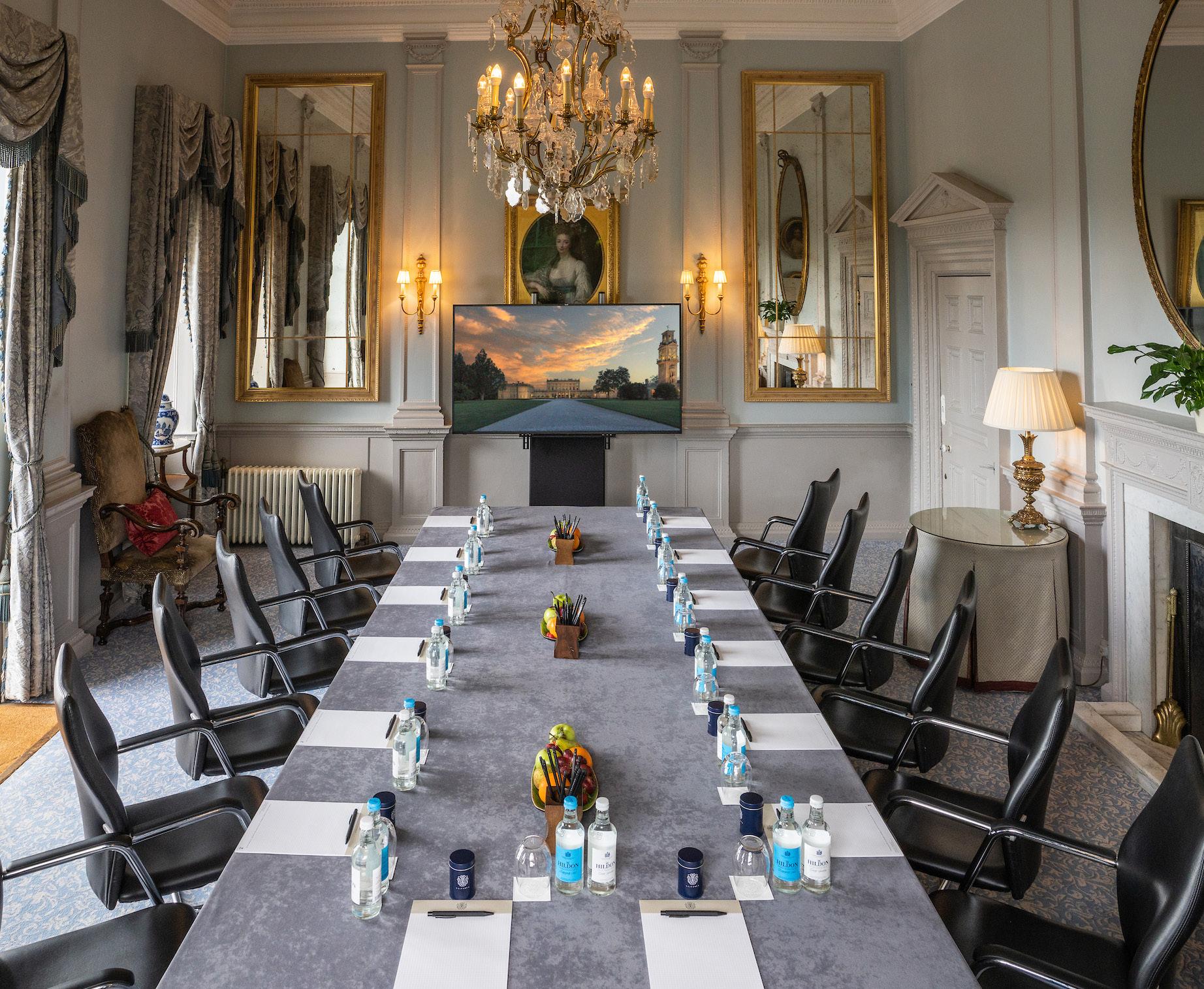 The Churchill boardroom at Cliveden House: historic executive retreat for luxury corporate meetings.