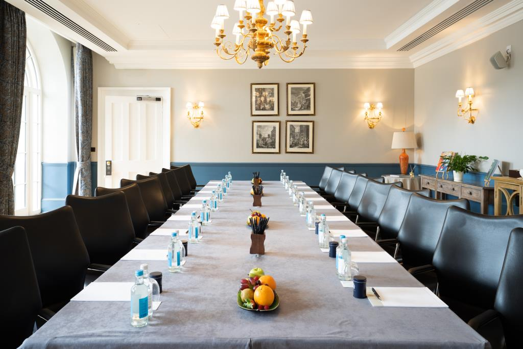Executive boardroom at Cliveden House with leather seating for professional corporate meetings.