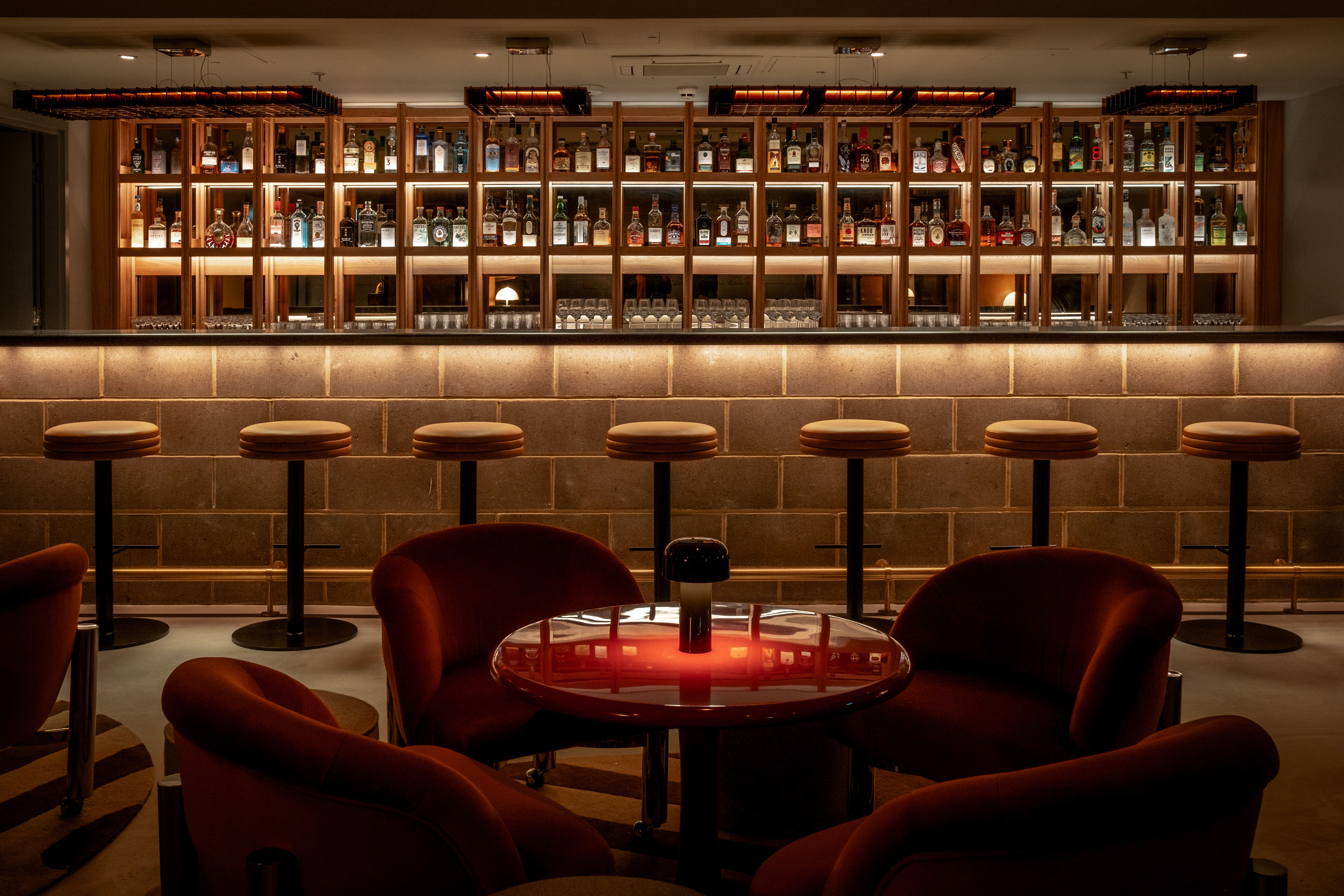 Sophisticated Basement Bar in Shoreditch, perfect for networking events with plush seating.