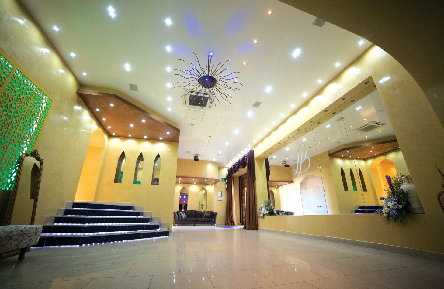 Modern Banqueting Suite in London with elegant architecture for events and meetings.