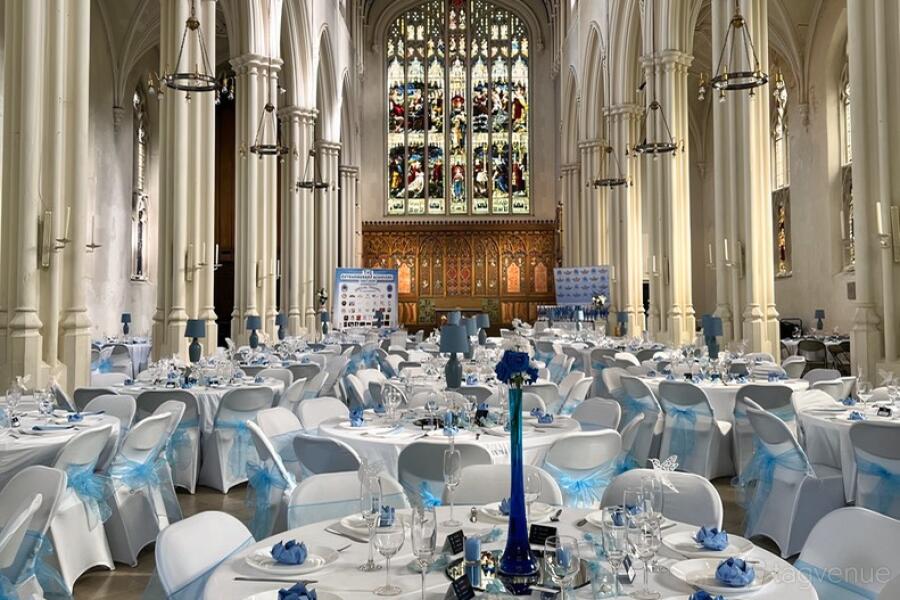 Banquet Hall at Fairway Pavilion, elegant tables for weddings and corporate galas.