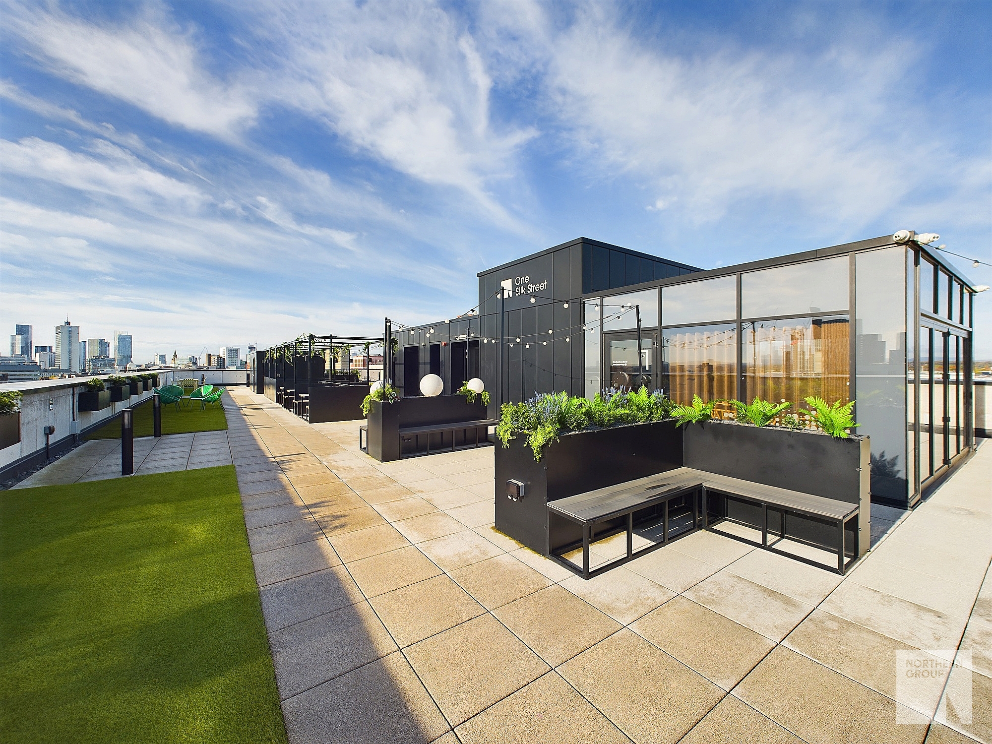 Elegant outdoor event space at The Observatory, perfect for corporate gatherings and presentations.