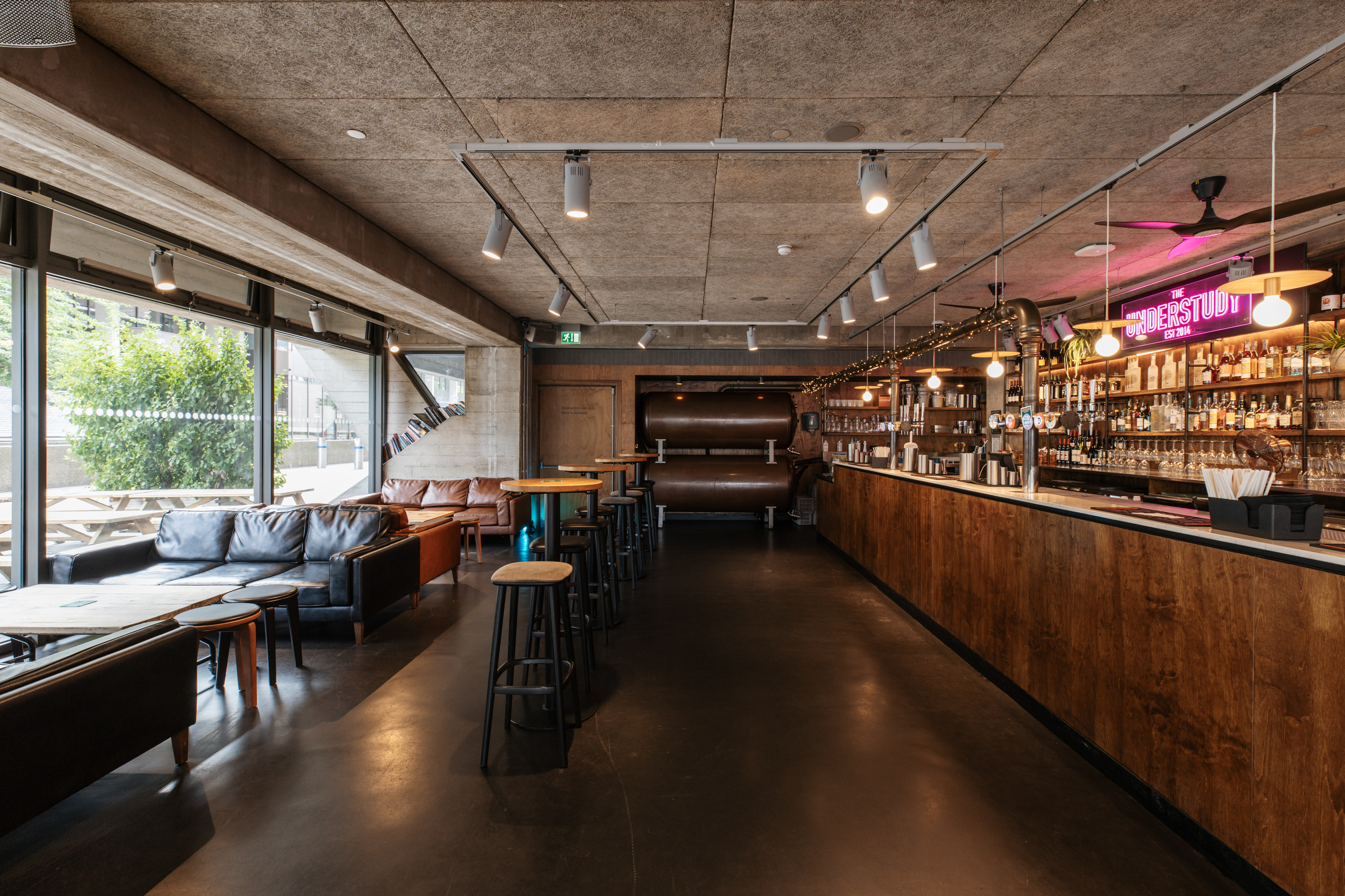 National Theatre Understudy venue, modern bar, London event