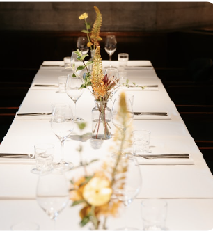 Elegant dining table at Lasdun Restaurant, perfect for corporate dinner or intimate event.