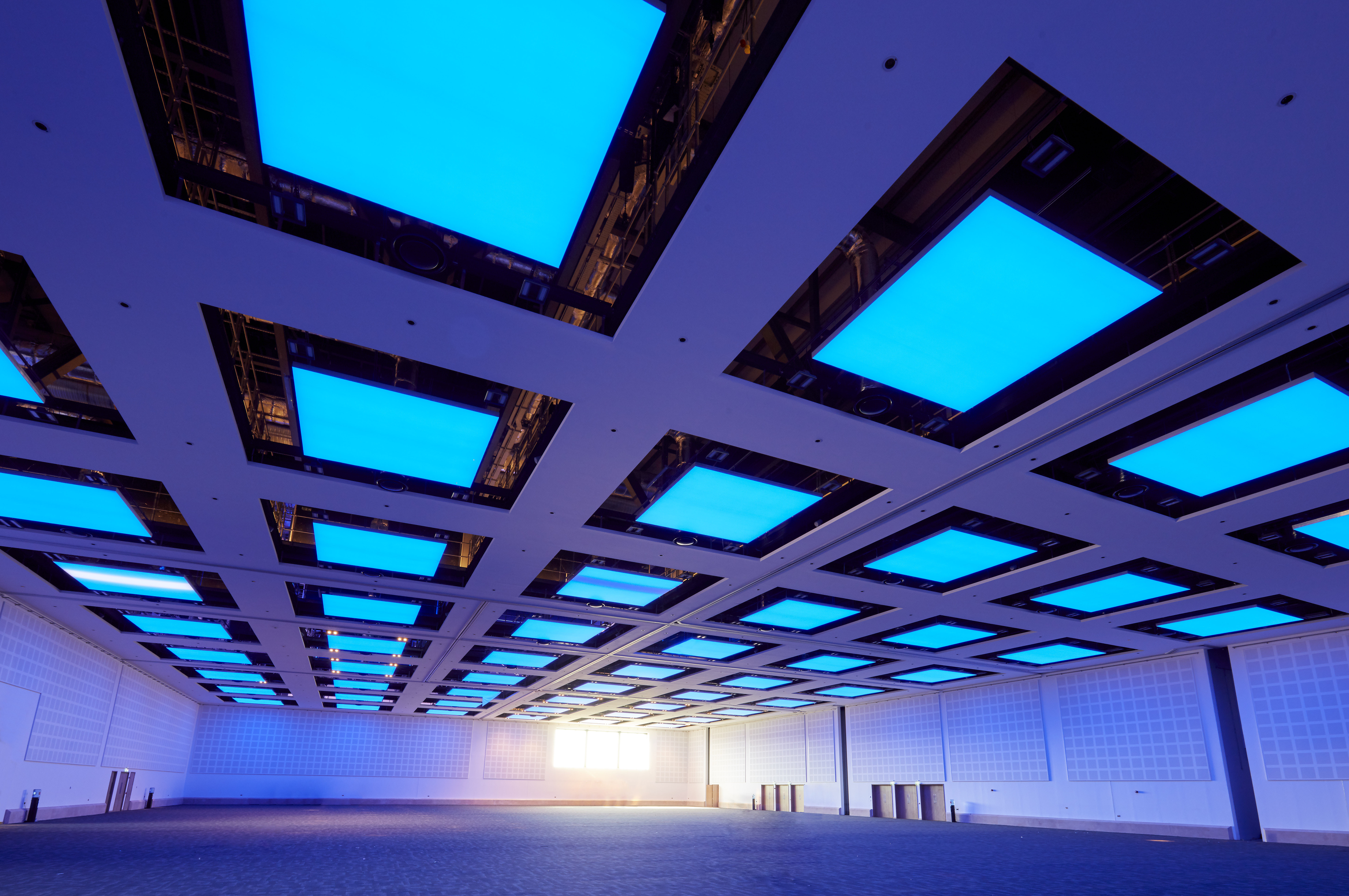 Whole Venue at ICC Wales with illuminated ceiling, perfect for corporate and social events.