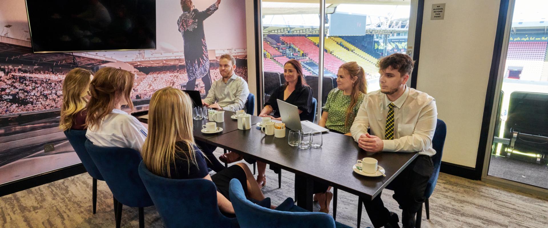 "Professional meeting setup at The View, Watford F.C. Conference & Events venue."