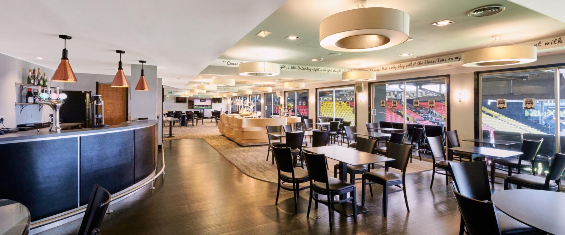 Sir Elton John Suite at Watford F.C. – modern event space with natural light, ideal for gatherings.