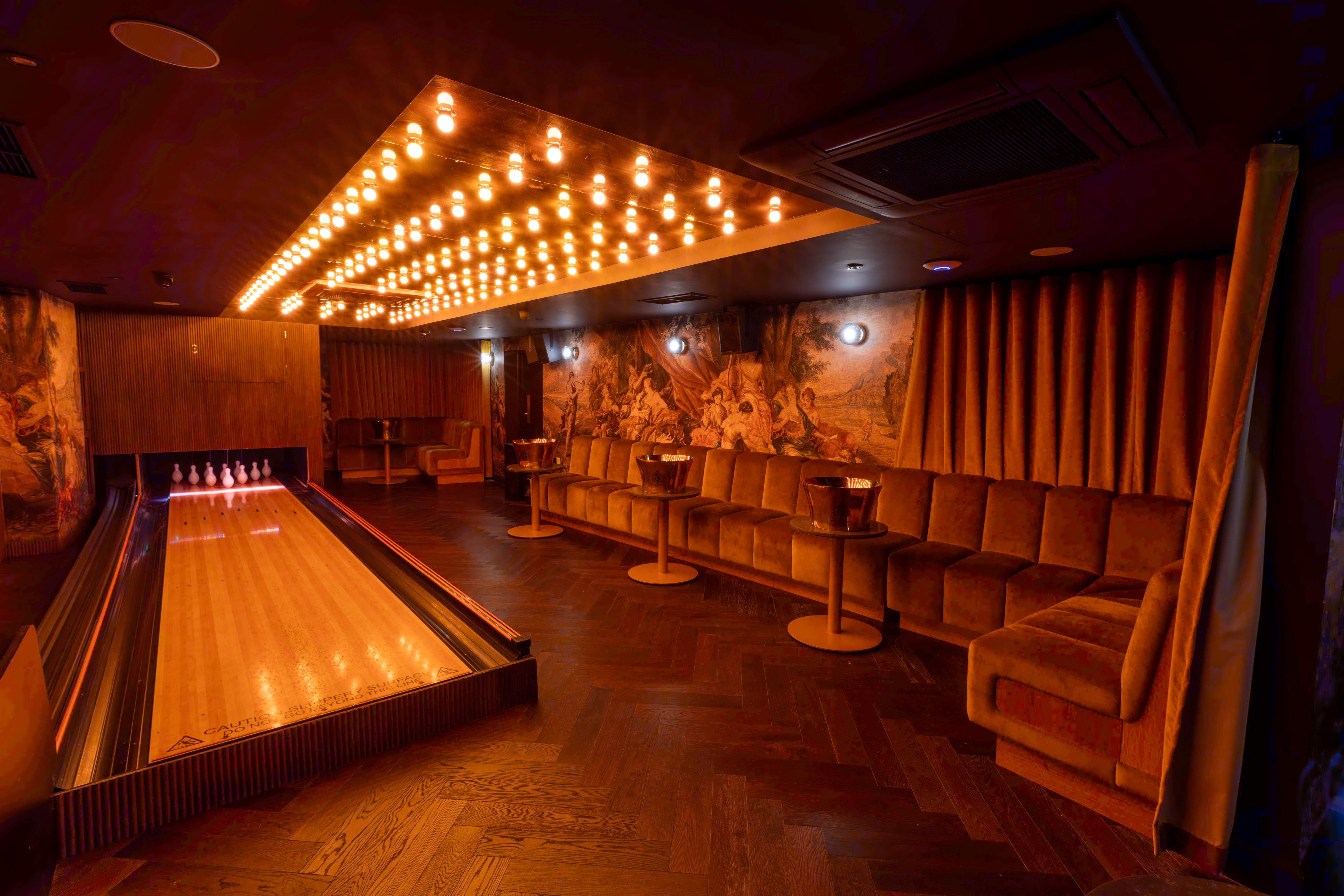 Stylish bowling alley in Selene Nightclub for corporate events and team-building activities.