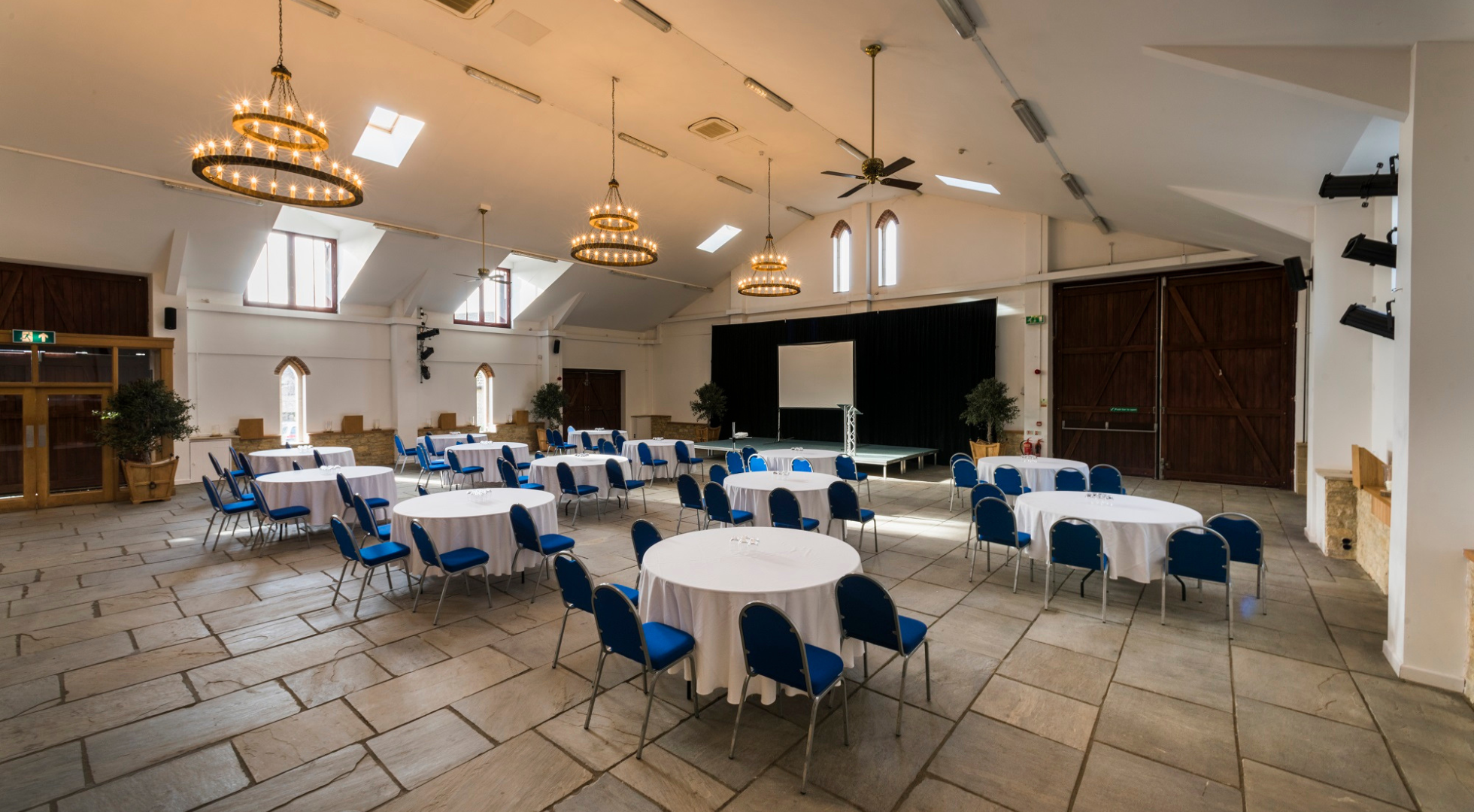 Worton Hall Main Hall event space, stage, conference, wedding