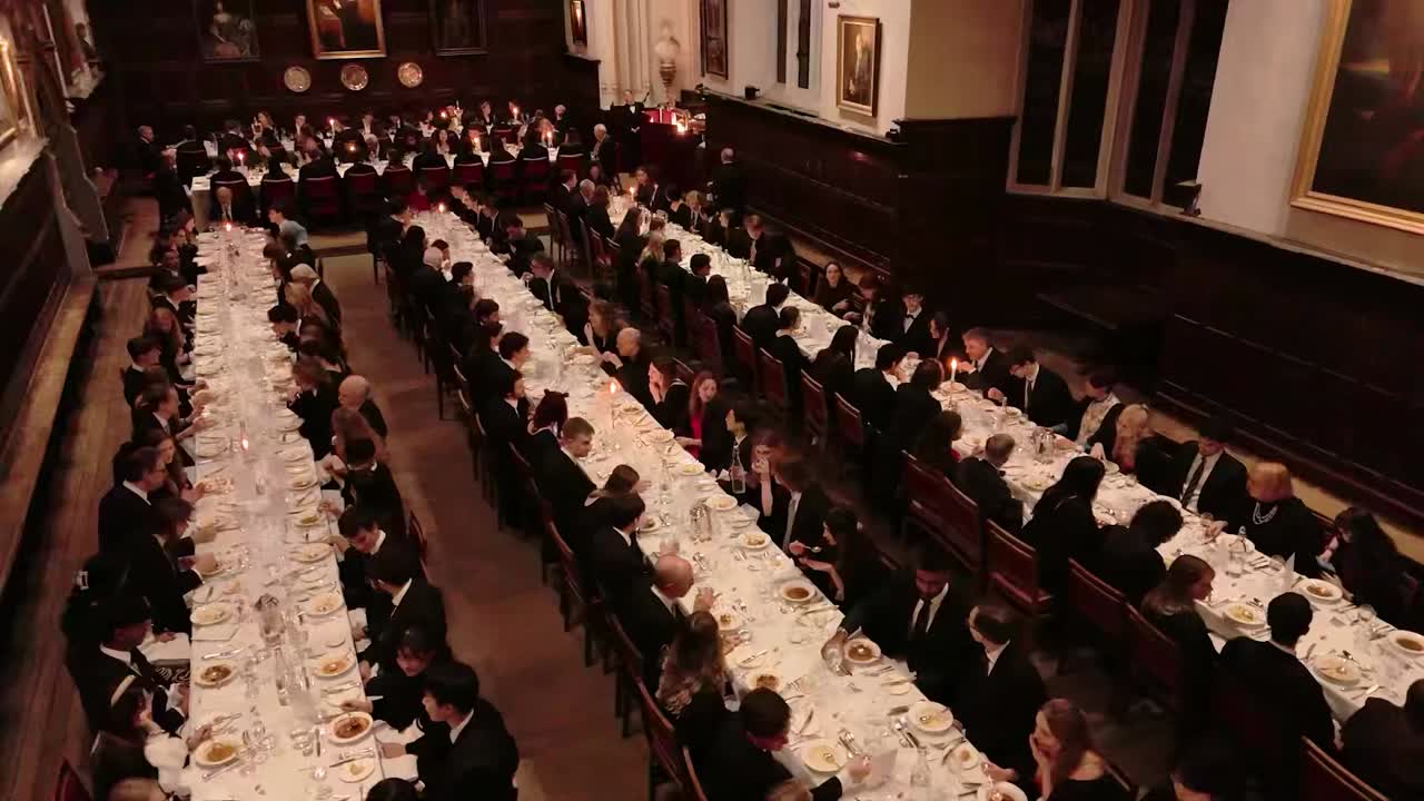 Formal banquet in St John’s College Hall, historic venue for academic events and gala dinners.