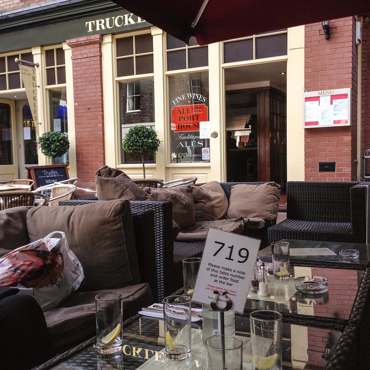 Outdoor seating at The Port House, ideal for casual meetings and social events.