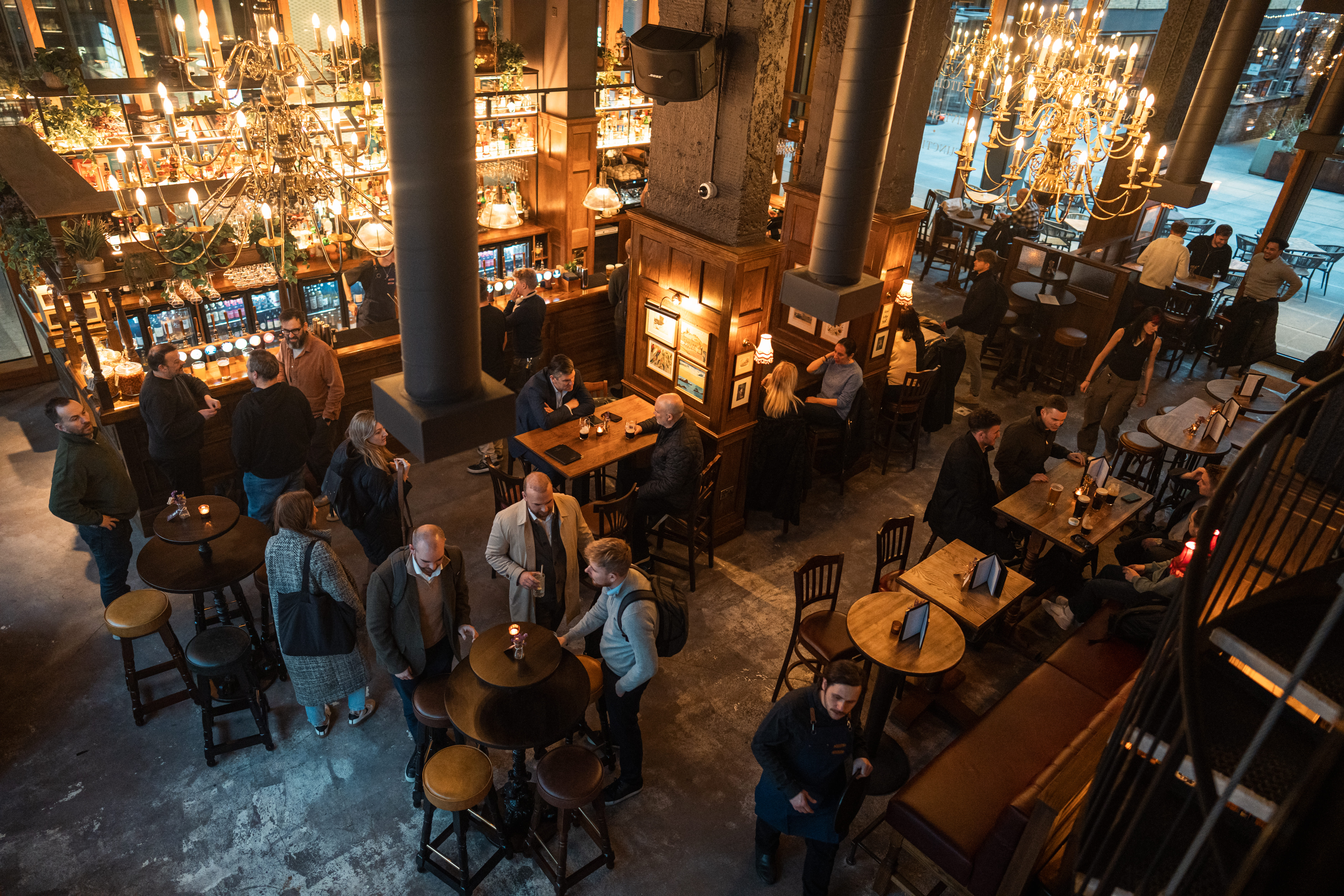 Old Street Tavern venue hire with ambient lighting for networking events and social mixers.